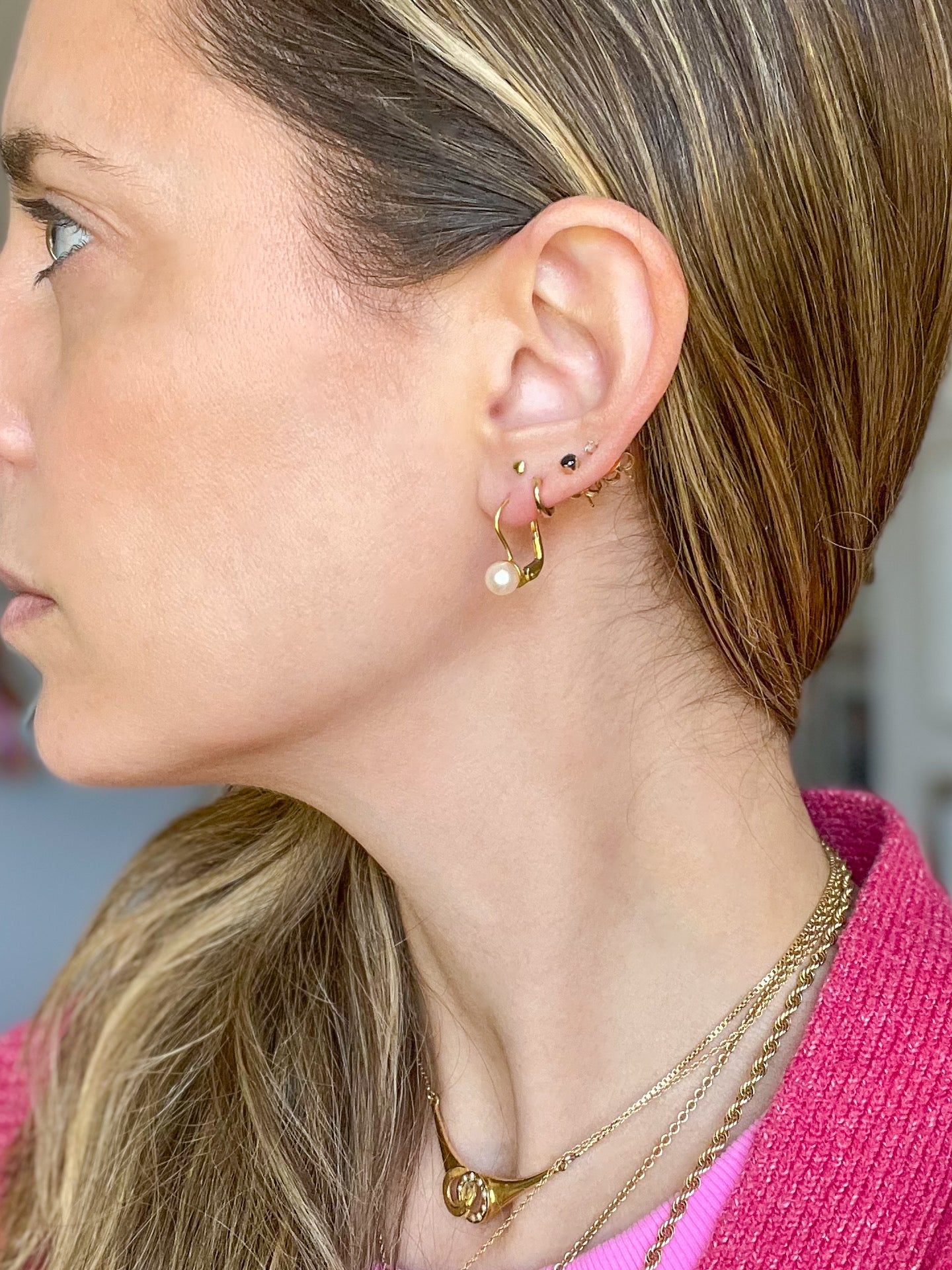 Vintage Pearl 18k Yellow Gold Drop Earrings