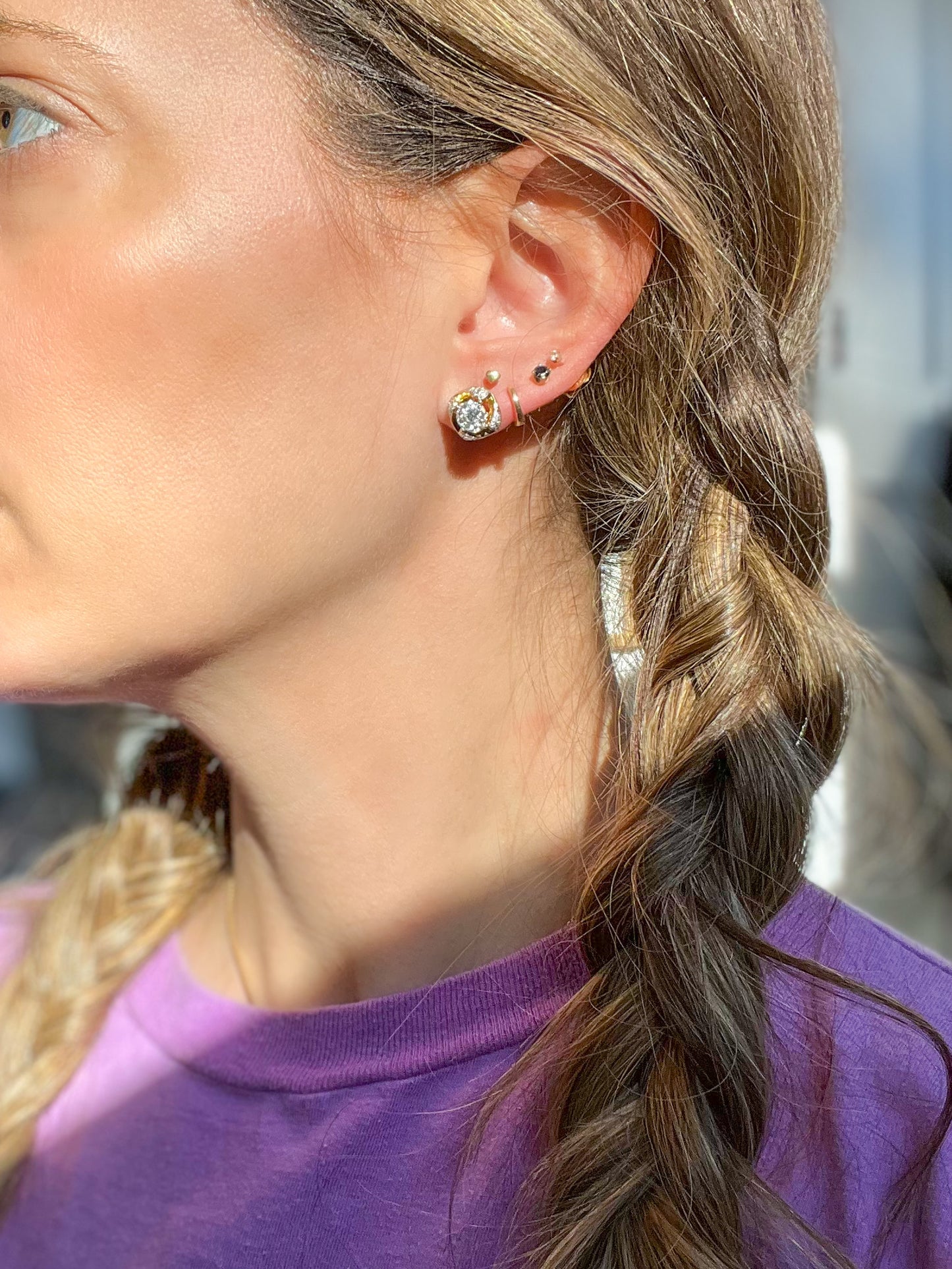 Natural Diamond 14k Yellow Gold Stud Earrings