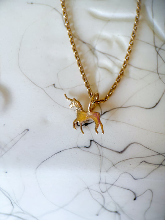 Vintage MINI Unicorn 14k Yellow Gold Charm