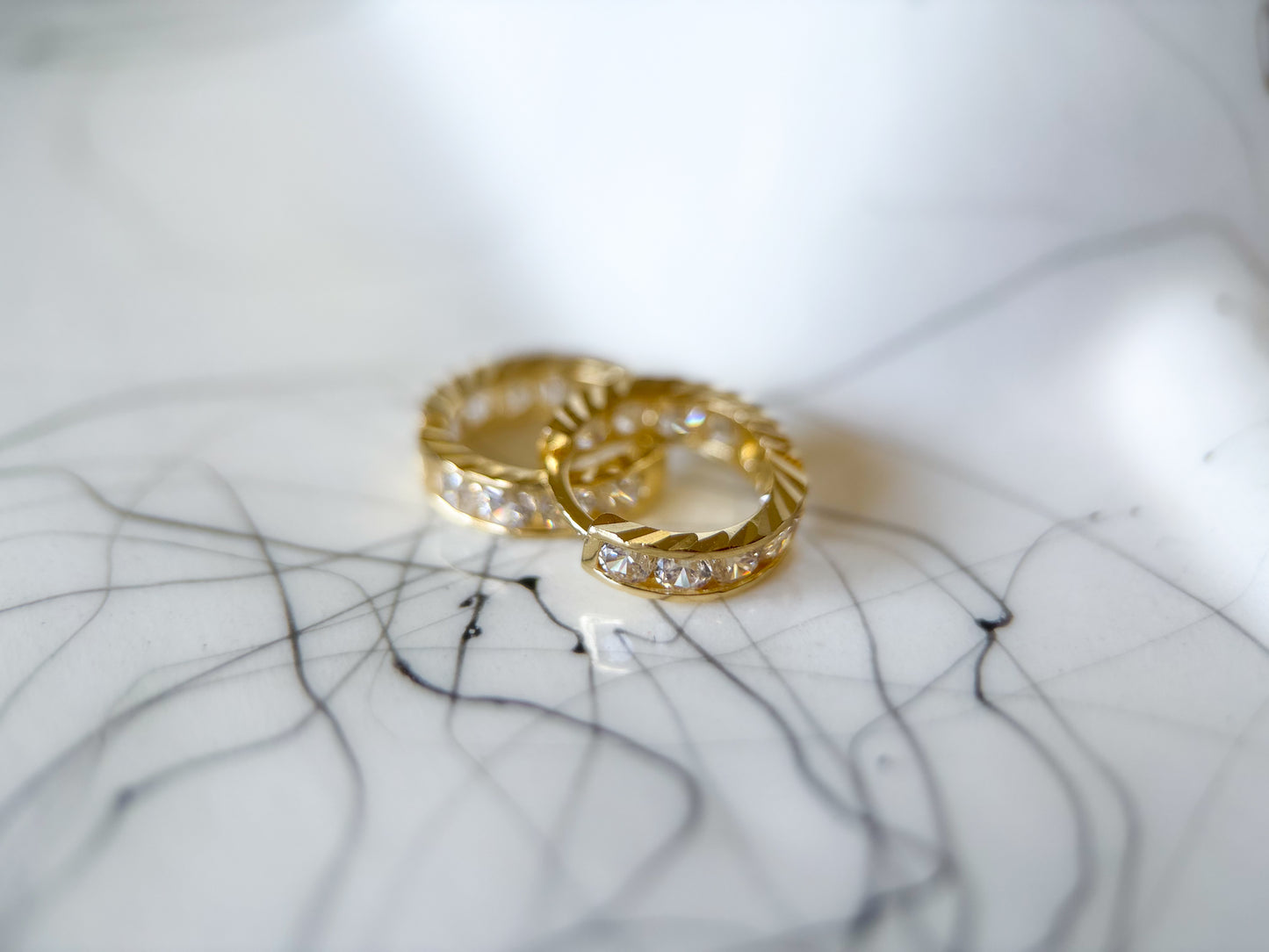 14k Yellow Gold Huggies with CZs - 3 pairs, sold separately