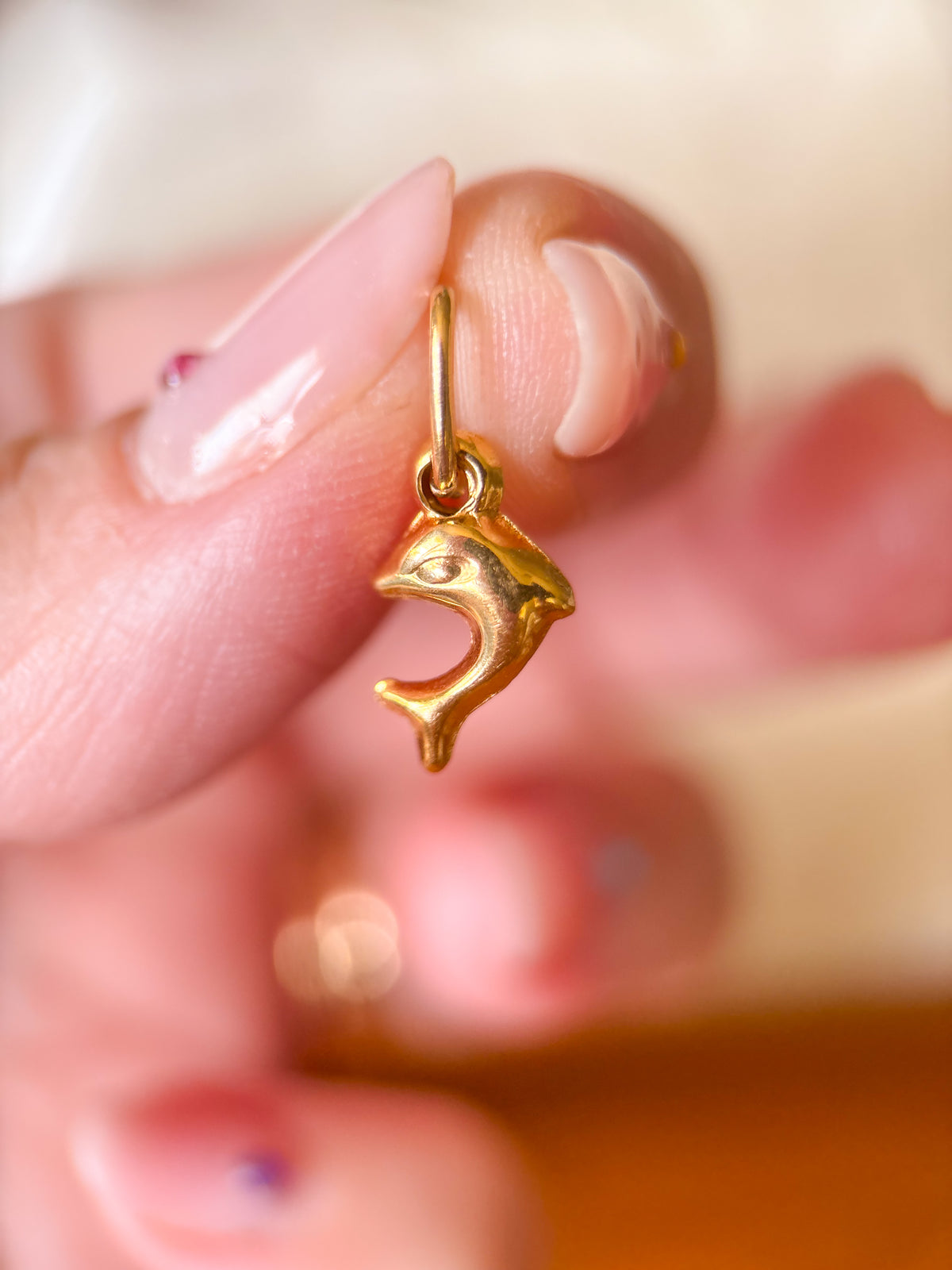 Vintage Mini Dolphin 14k Yellow Gold Charm