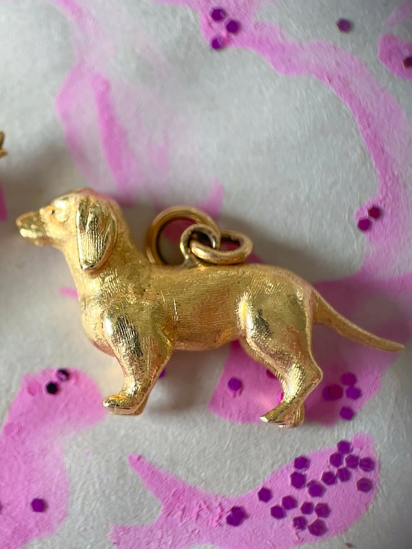 Vintage Dog 14k Yellow Gold Charm, circa 1950s-60s