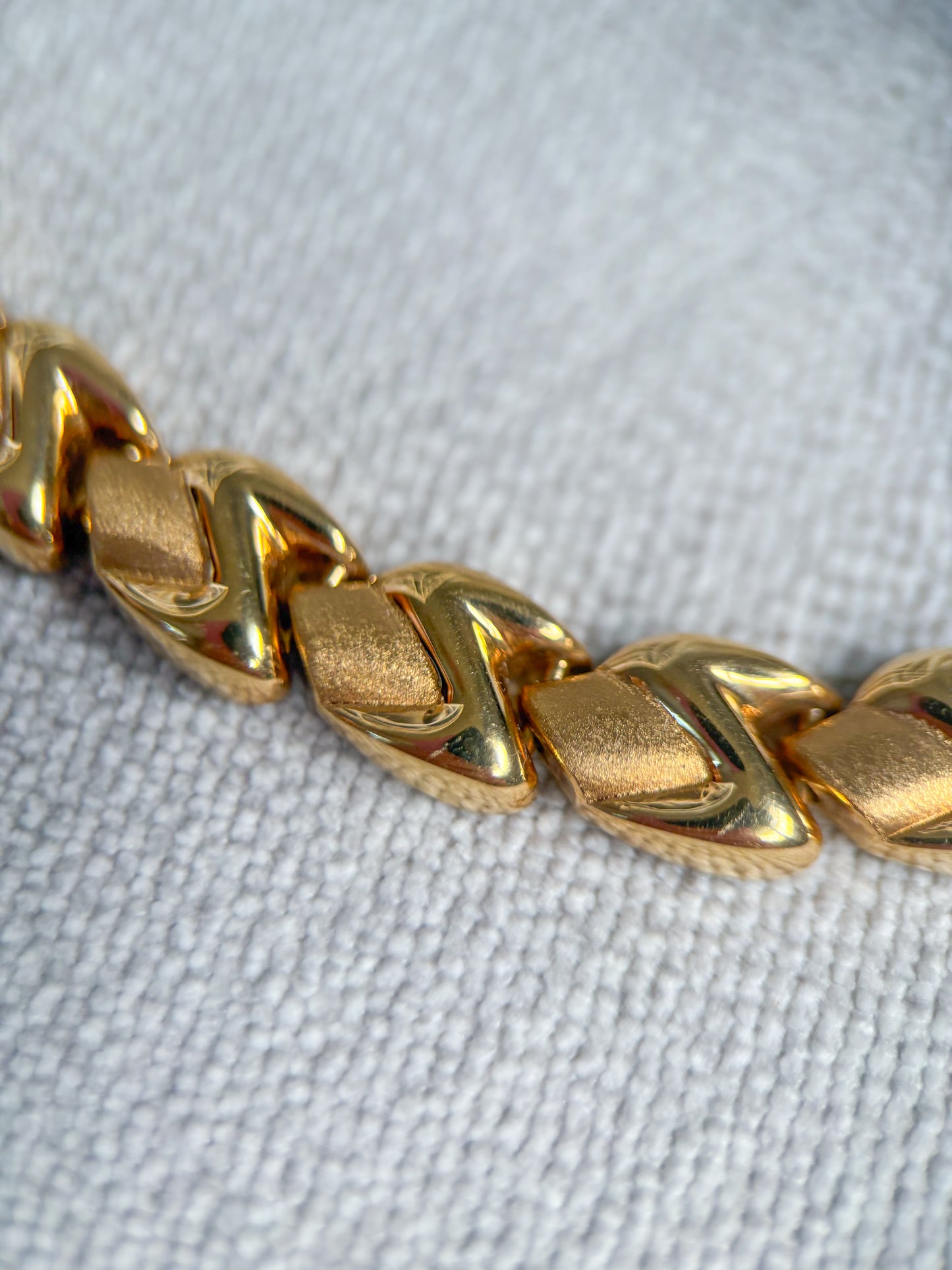 Vintage Chunky Flat Link 14k Yellow Gold 16 Inch Necklace