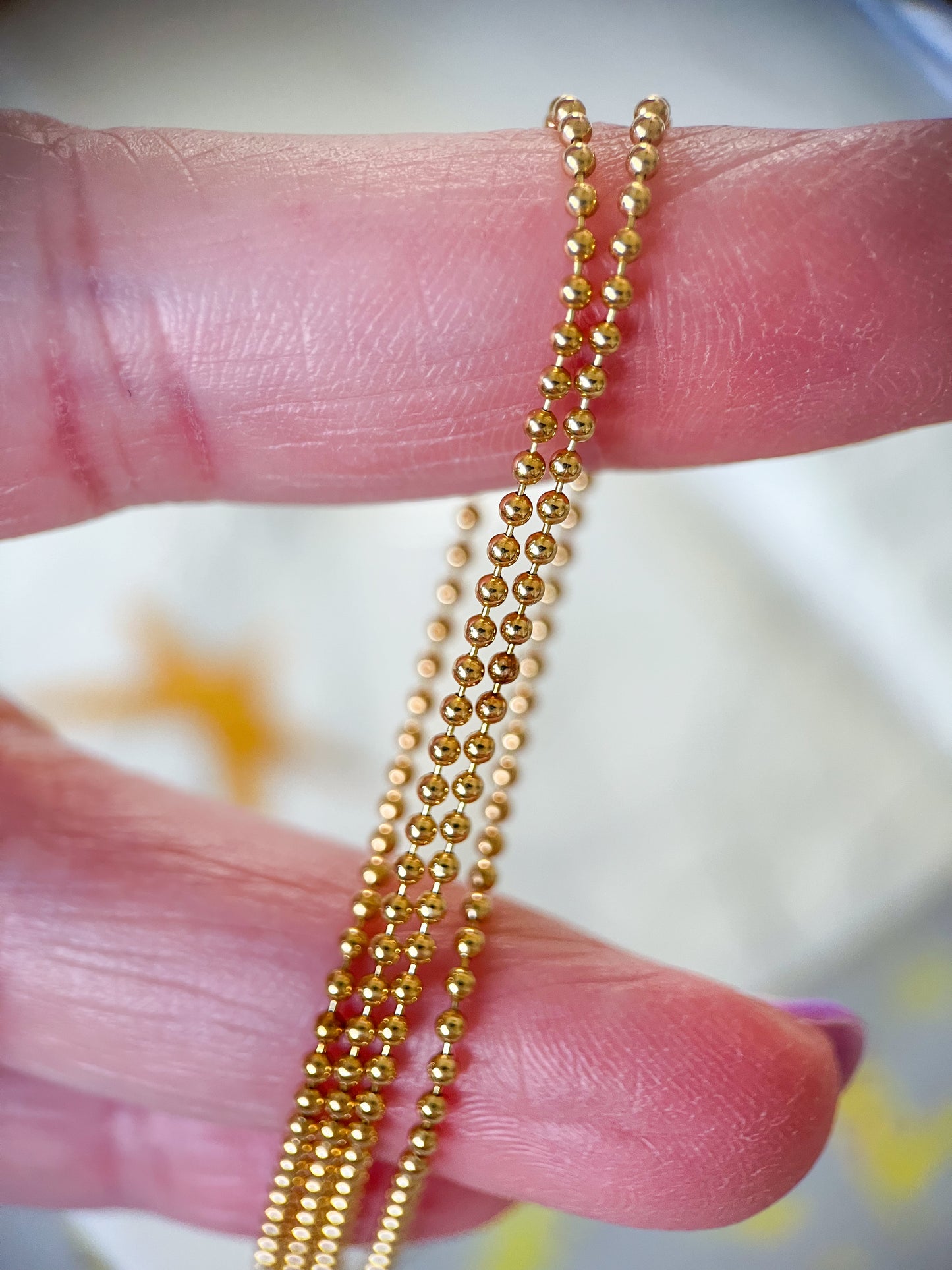 Vintage Ball Chain 14k Yellow Gold 16 Inch Necklace