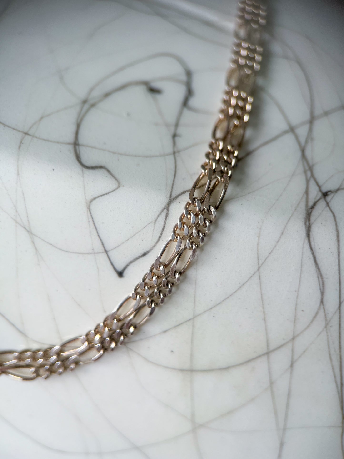 Vintage Figaro Chain Sterling Silver 18 Inch Chain Necklace