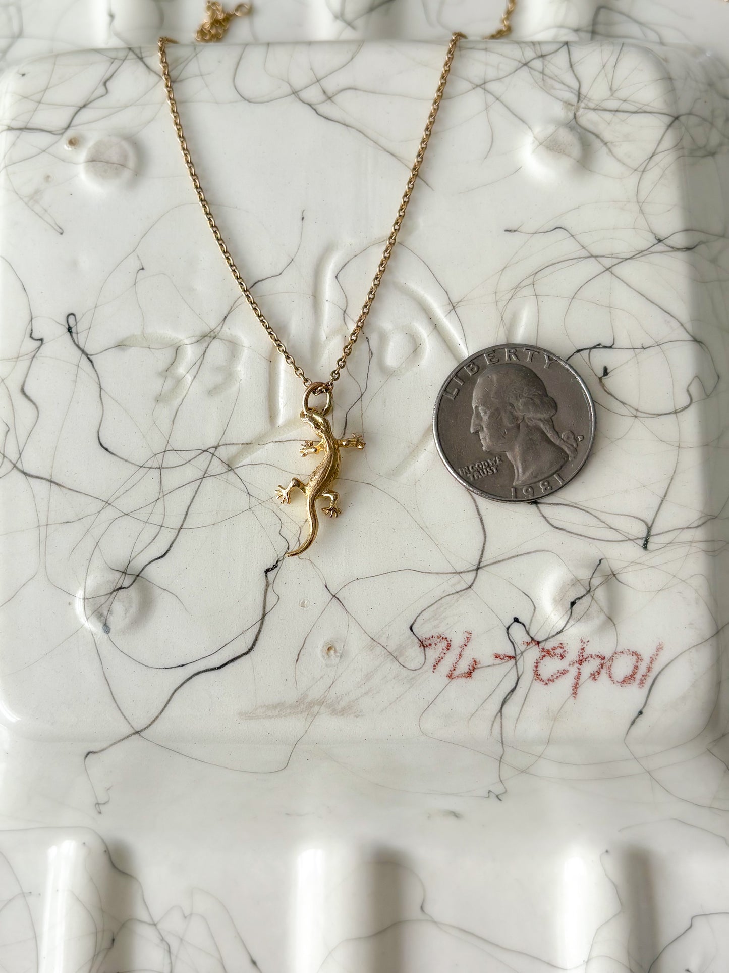 Vintage Lizard 14k Yellow Gold Charm