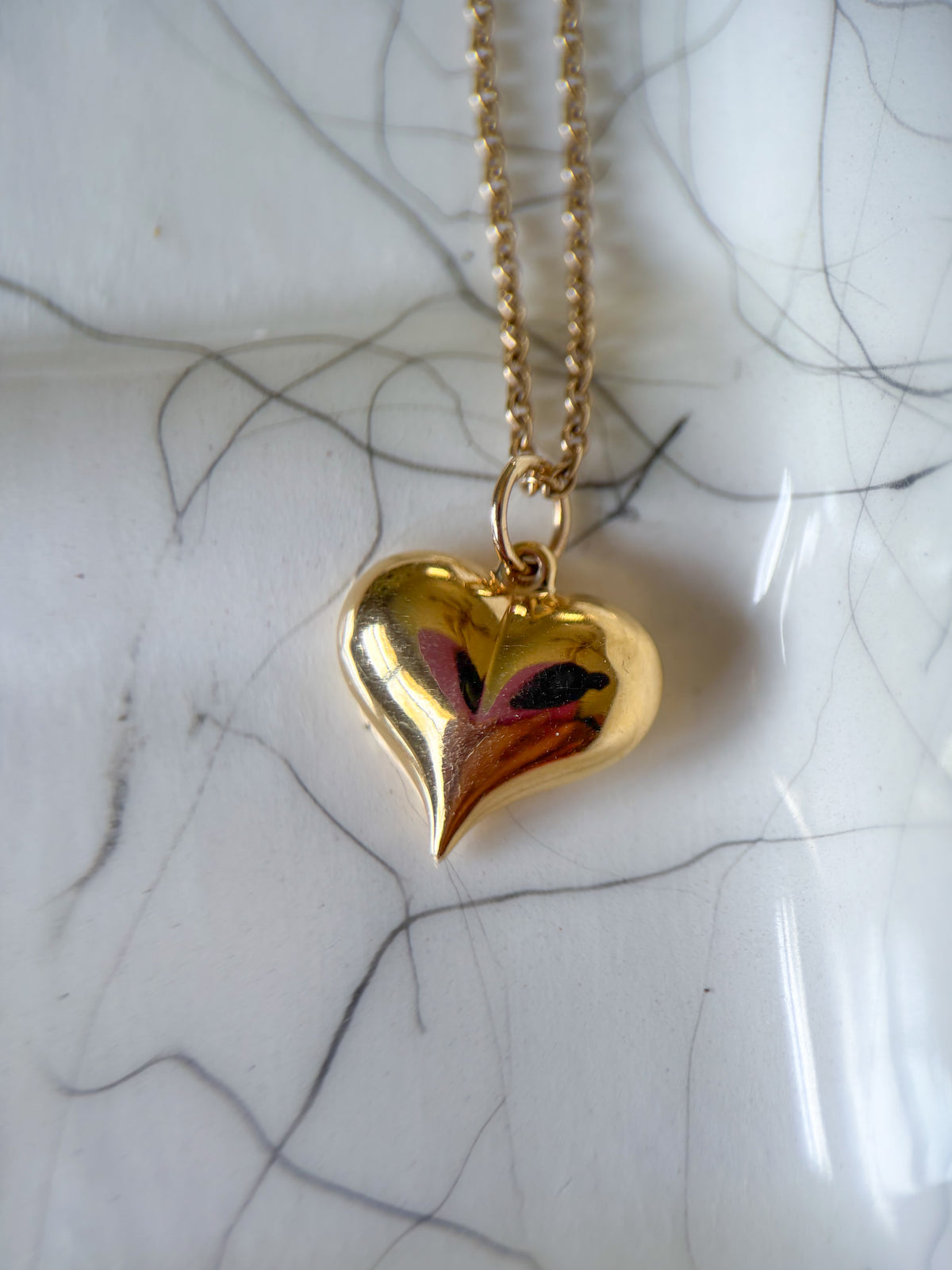 Vintage Puffy Heart 14k Yellow Gold Charm