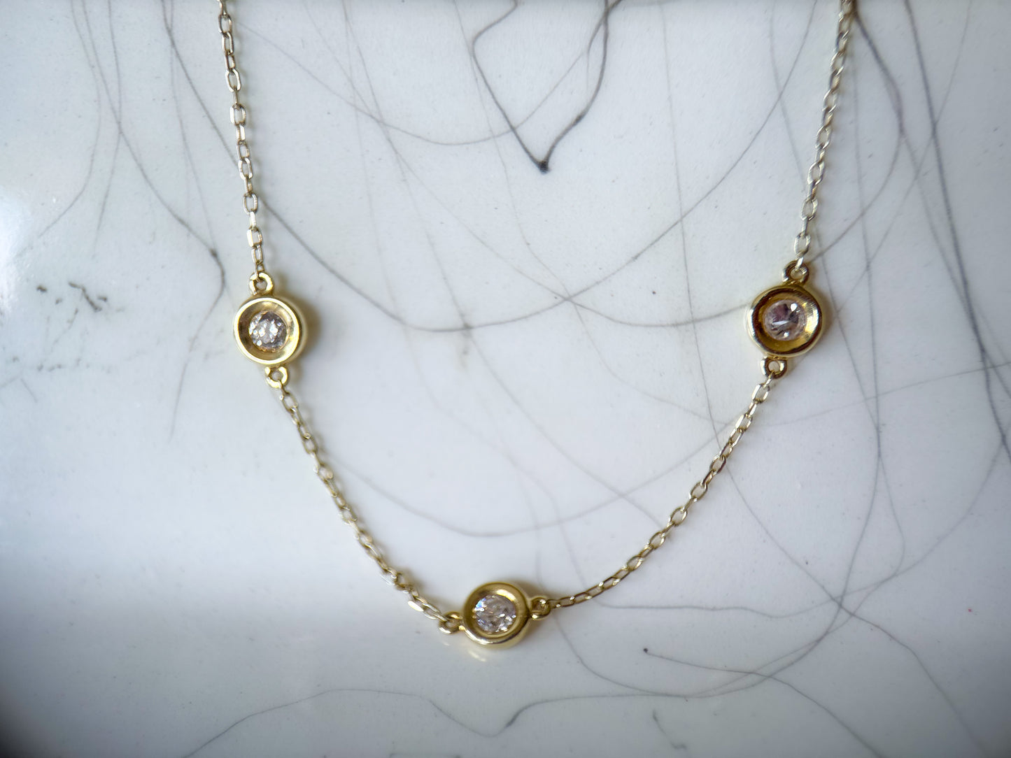 Vintage Natural Diamond by the Yard 18 Inch Chain Necklace in 14k Yellow Gold