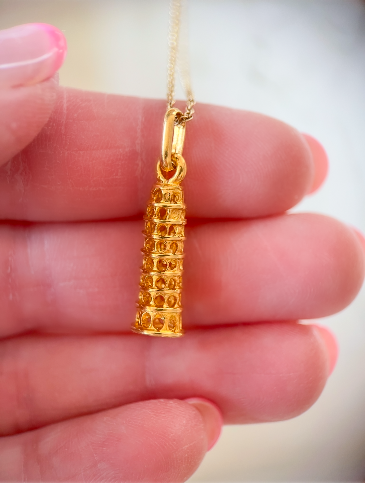 Vintage Leaning Tower of Pisa 18k Yellow Gold Charm
