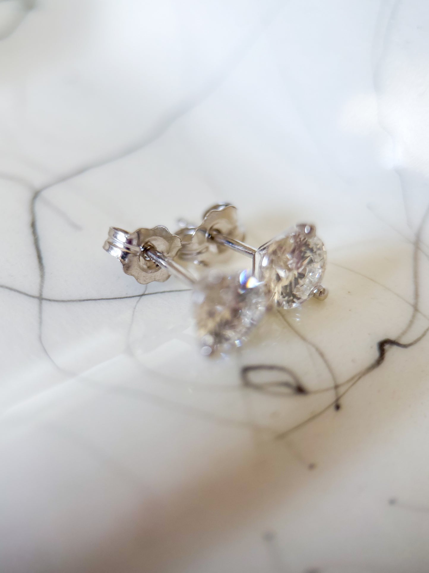 Lab Grown 1.05 Carat Total Weight Round Diamonds 14k White Gold Stud Earrings