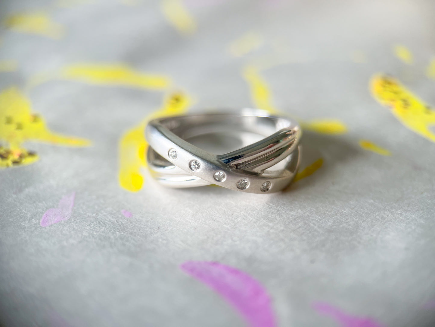 Vintage X Natural Diamond 14k White Gold Ring