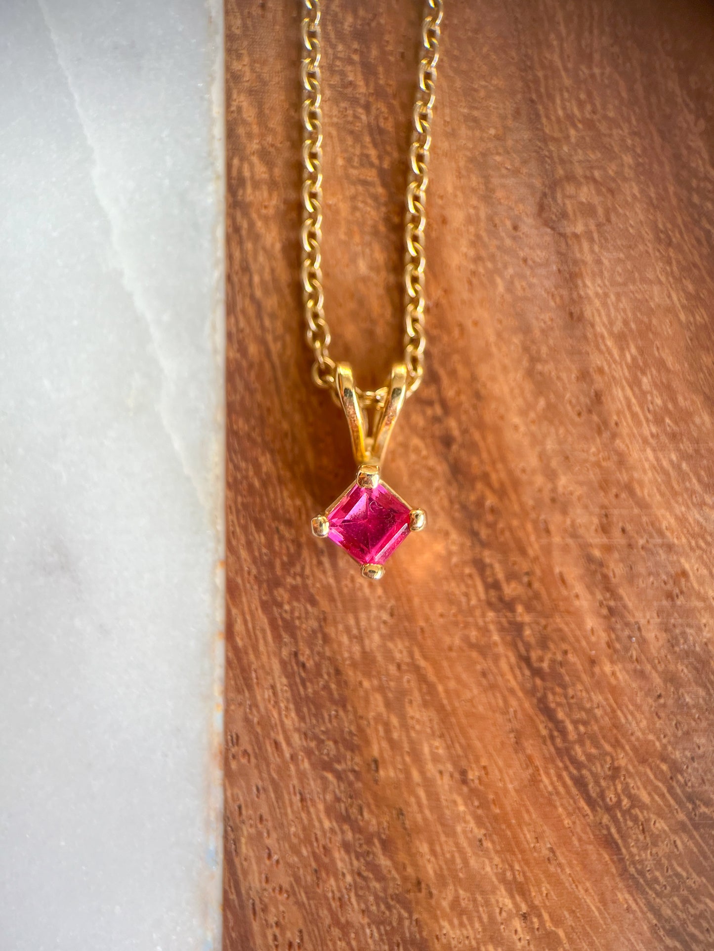 Vintage Square Tourmaline 14k Yellow Gold Charm