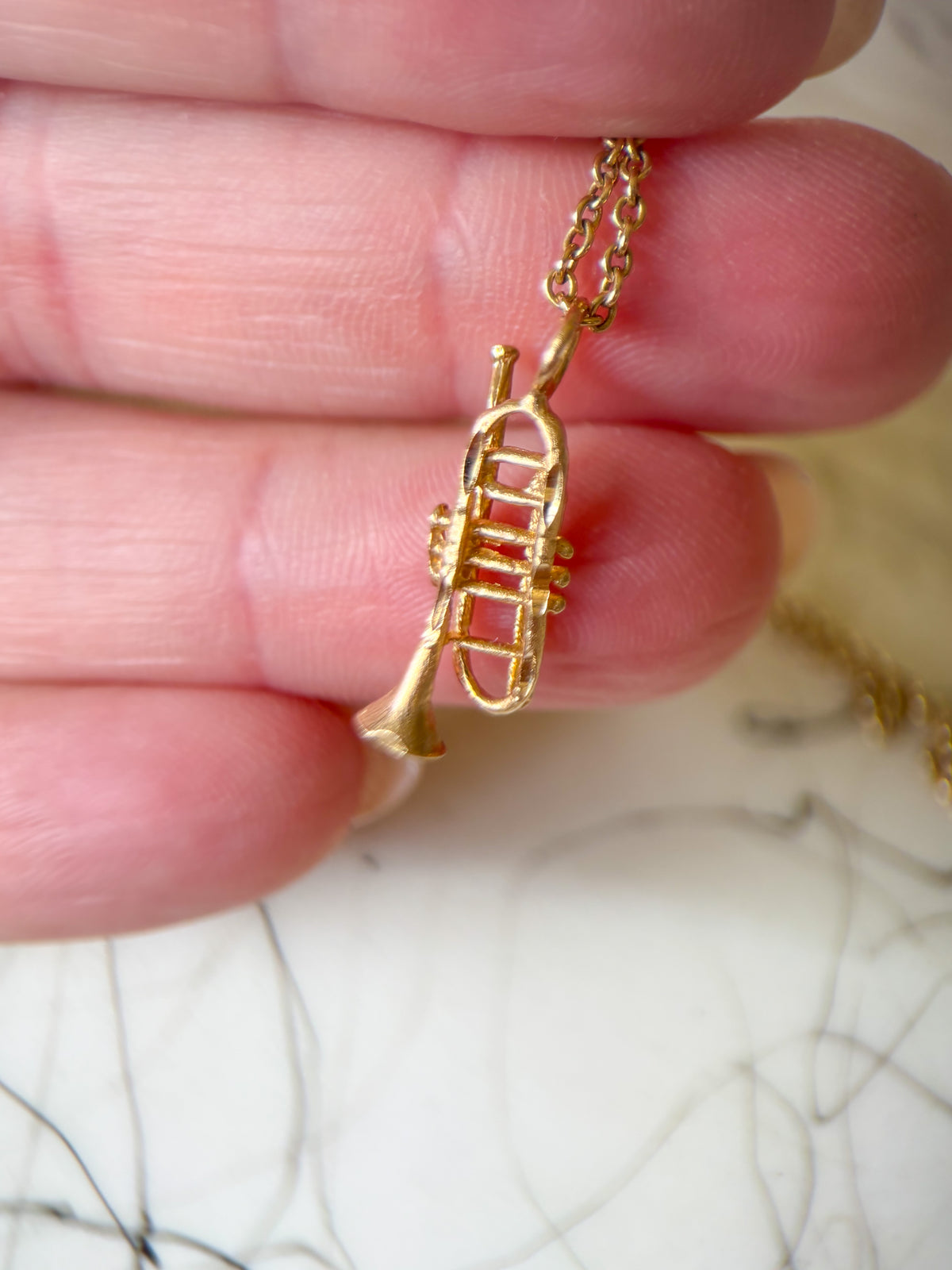 Vintage Trumpet 14k Yellow Gold Charm