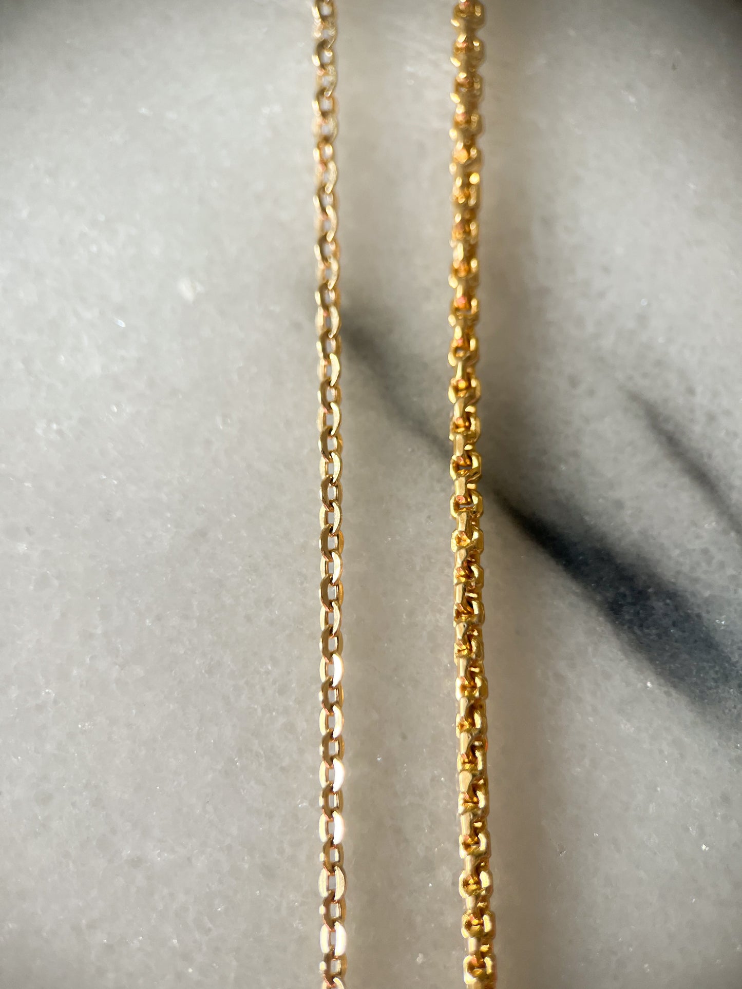 Vintage 18k Yellow Gold Cable (16 Inch) and 22k Yellow Gold Rolo (19 Inch) Chains