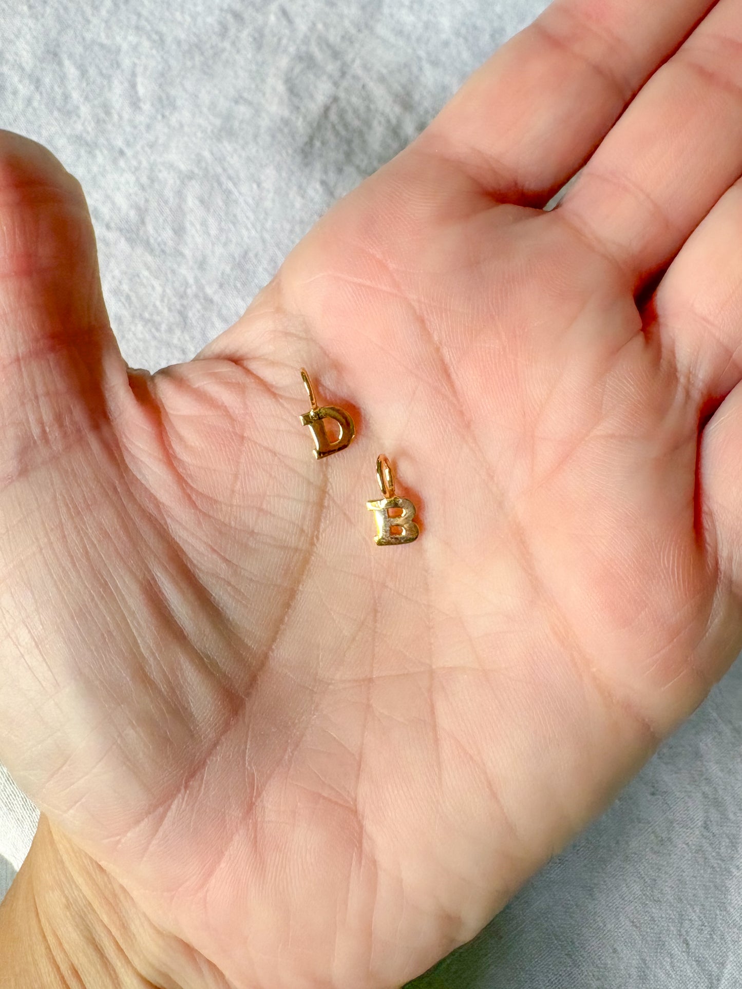 Vintage Mini "D" and "B" 14k Yellow Gold Initial Charms
