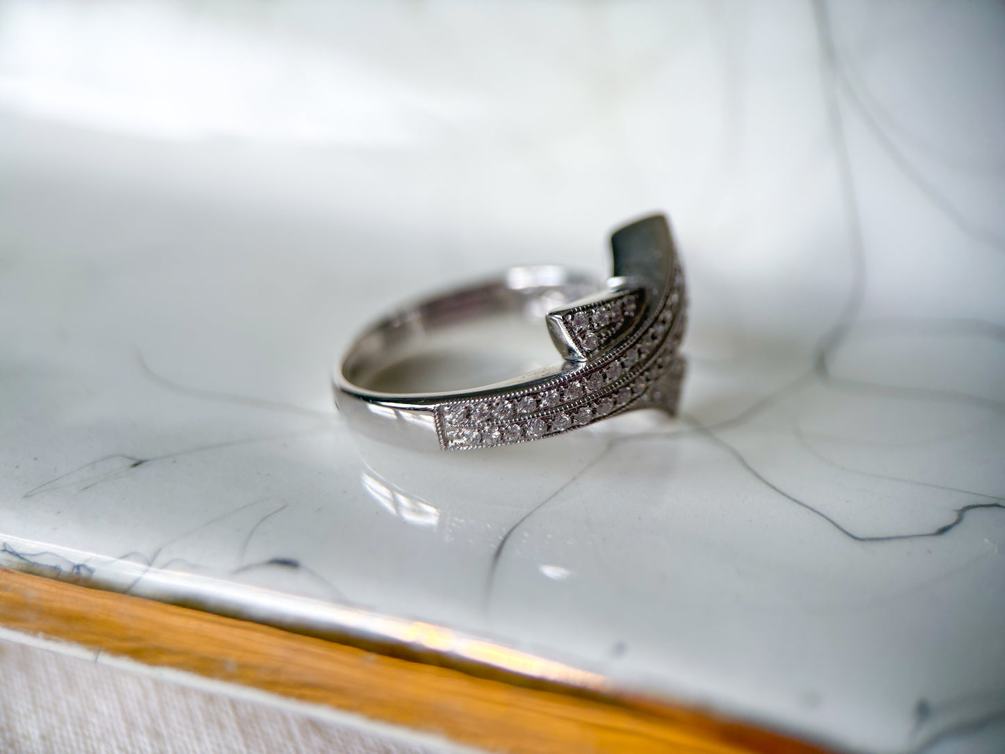Vintage Natural Diamond 14k White Gold Ring