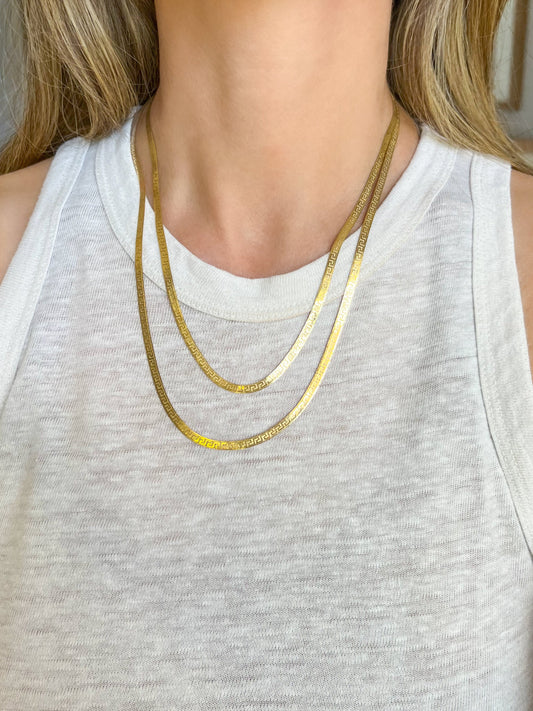 Herringbone Greek Style Chain 10k Yellow Gold 18 Inch Necklace
