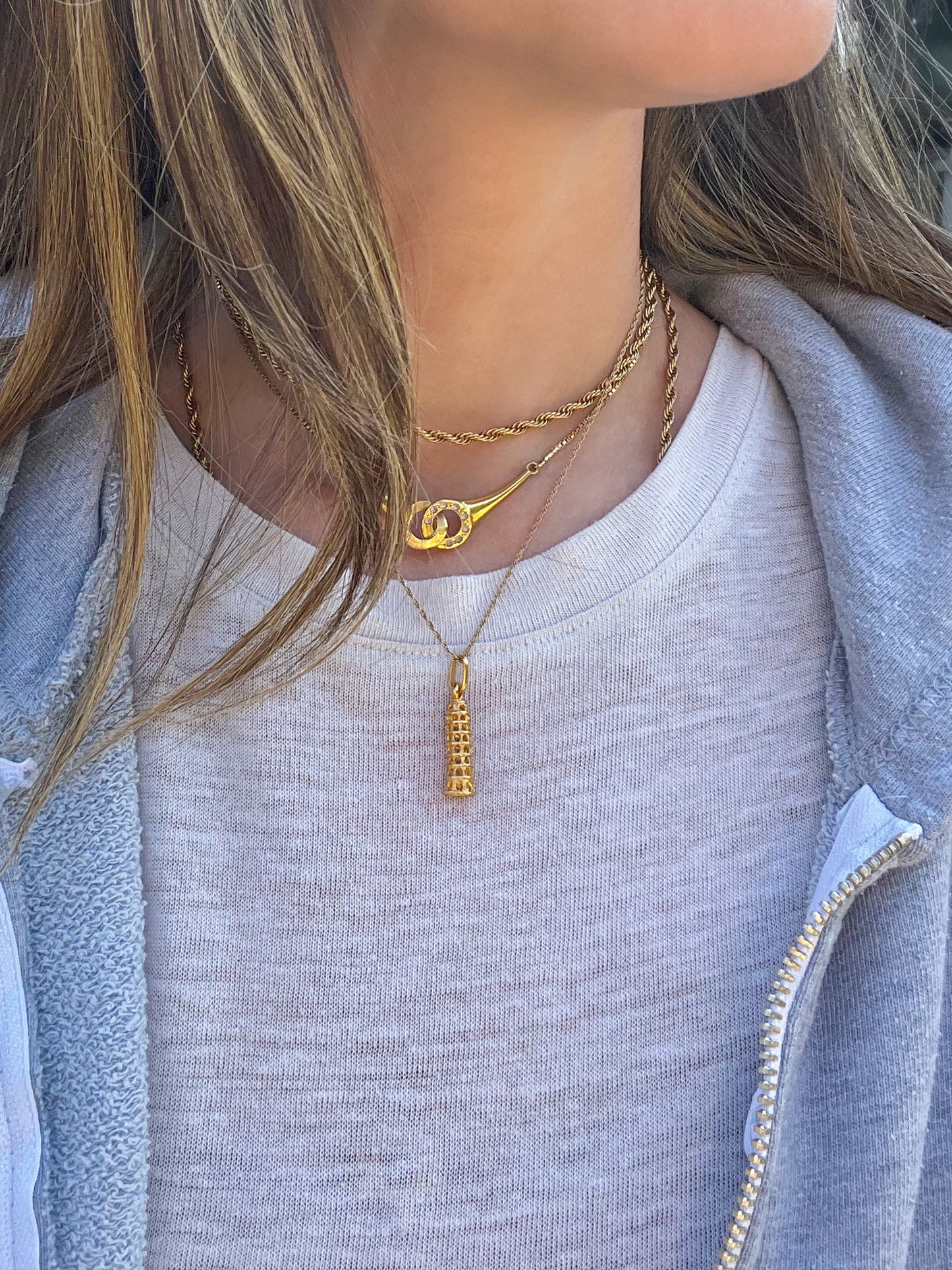 Vintage Leaning Tower of Pisa 18k Yellow Gold Charm