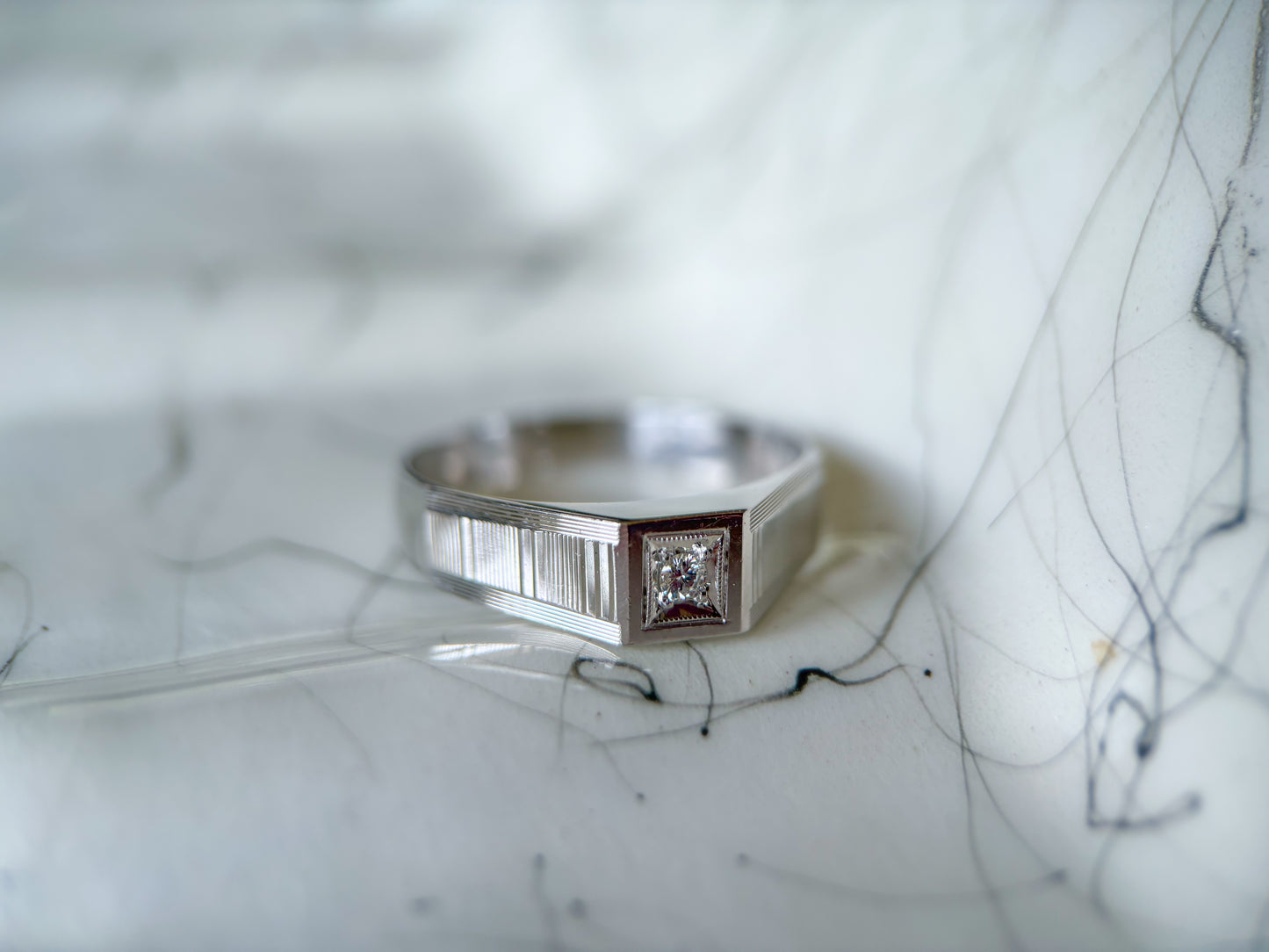 Various Vintage Natural Diamond 18k White Gold Rings