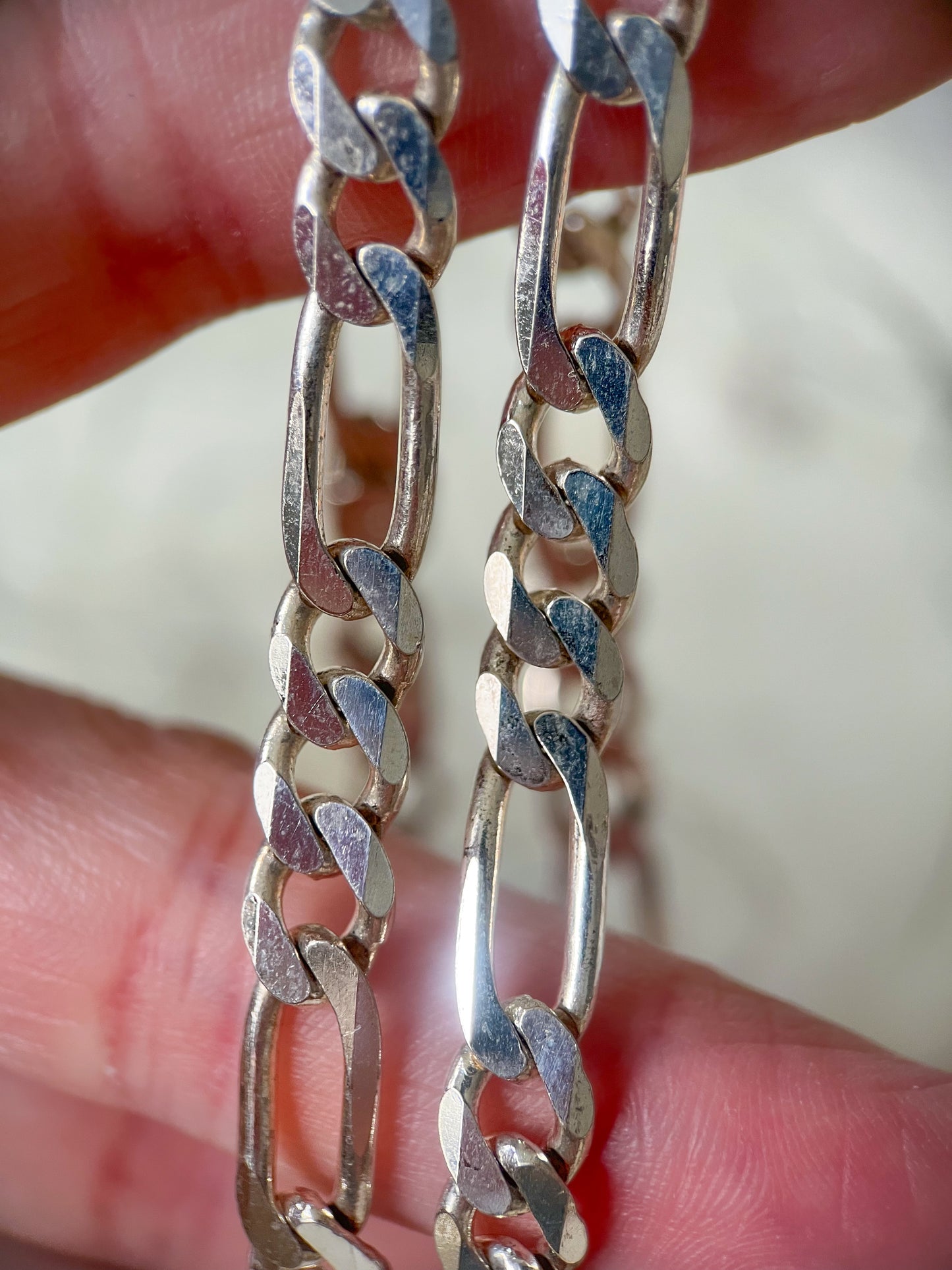 Vintage Figaro Chain Sterling Silver 20 Inch Chain Necklace, circa 1990s