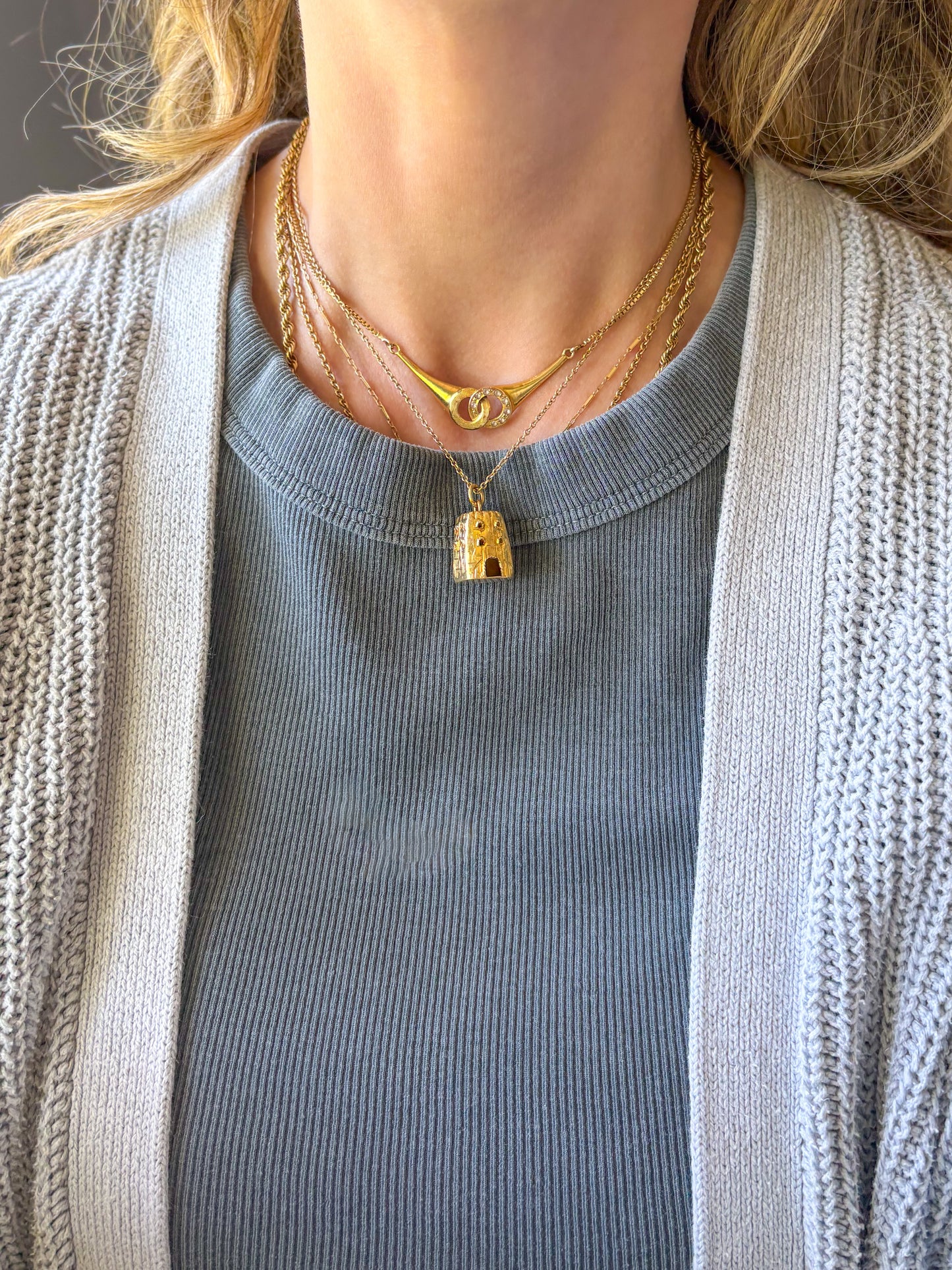 Vintage Hut 14k Yellow Gold Charm, circa 1960's