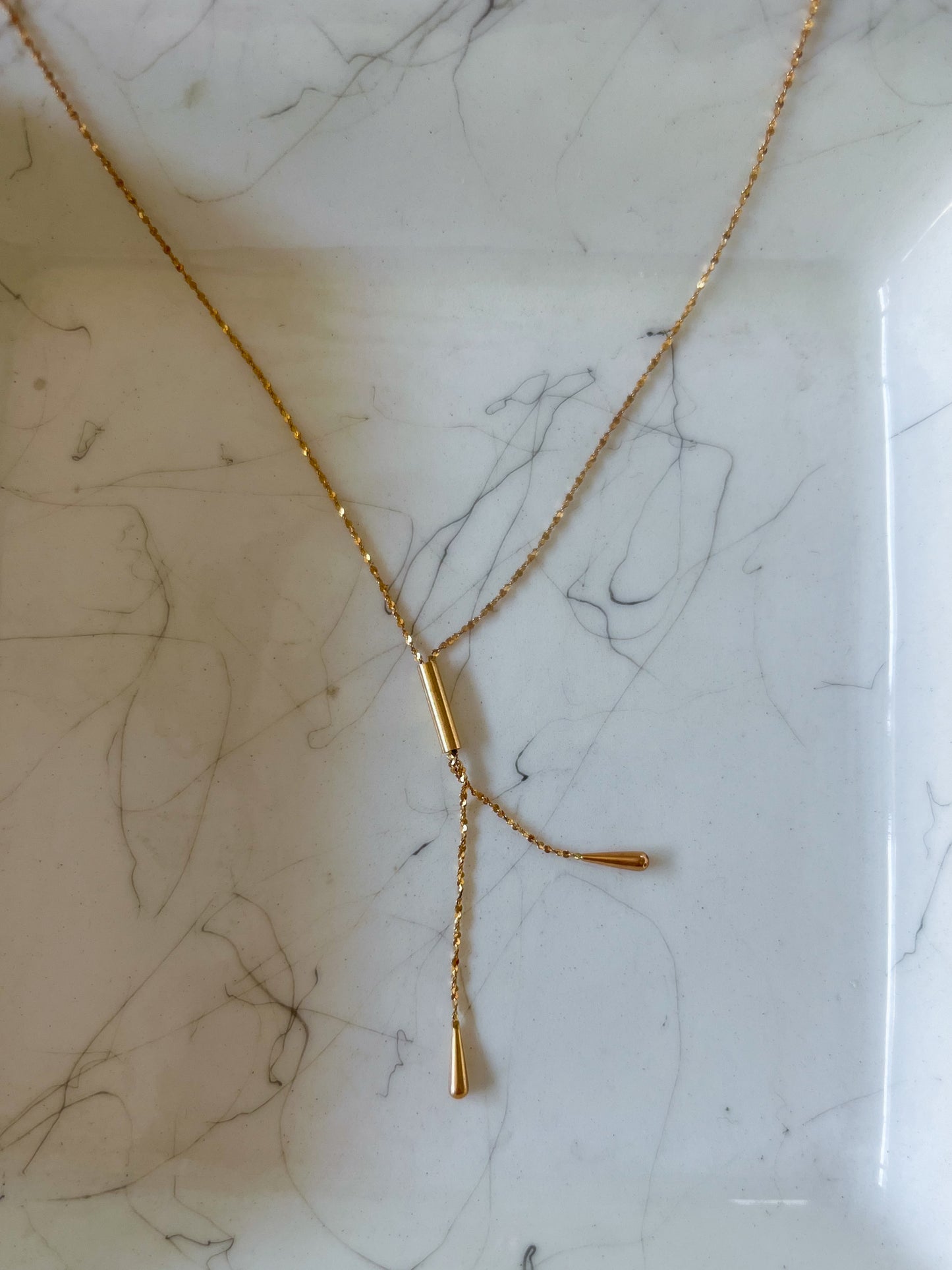 Vintage 14k Yellow Gold Tear Drop Chain Necklace
