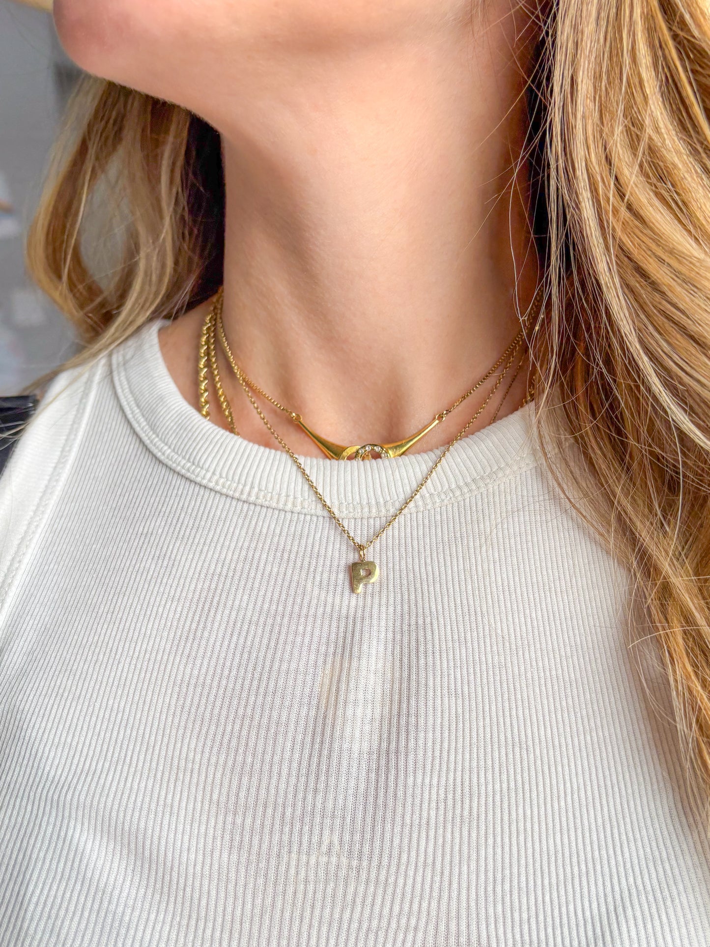 Vintage "P" 14k Yellow Gold Initial Charm
