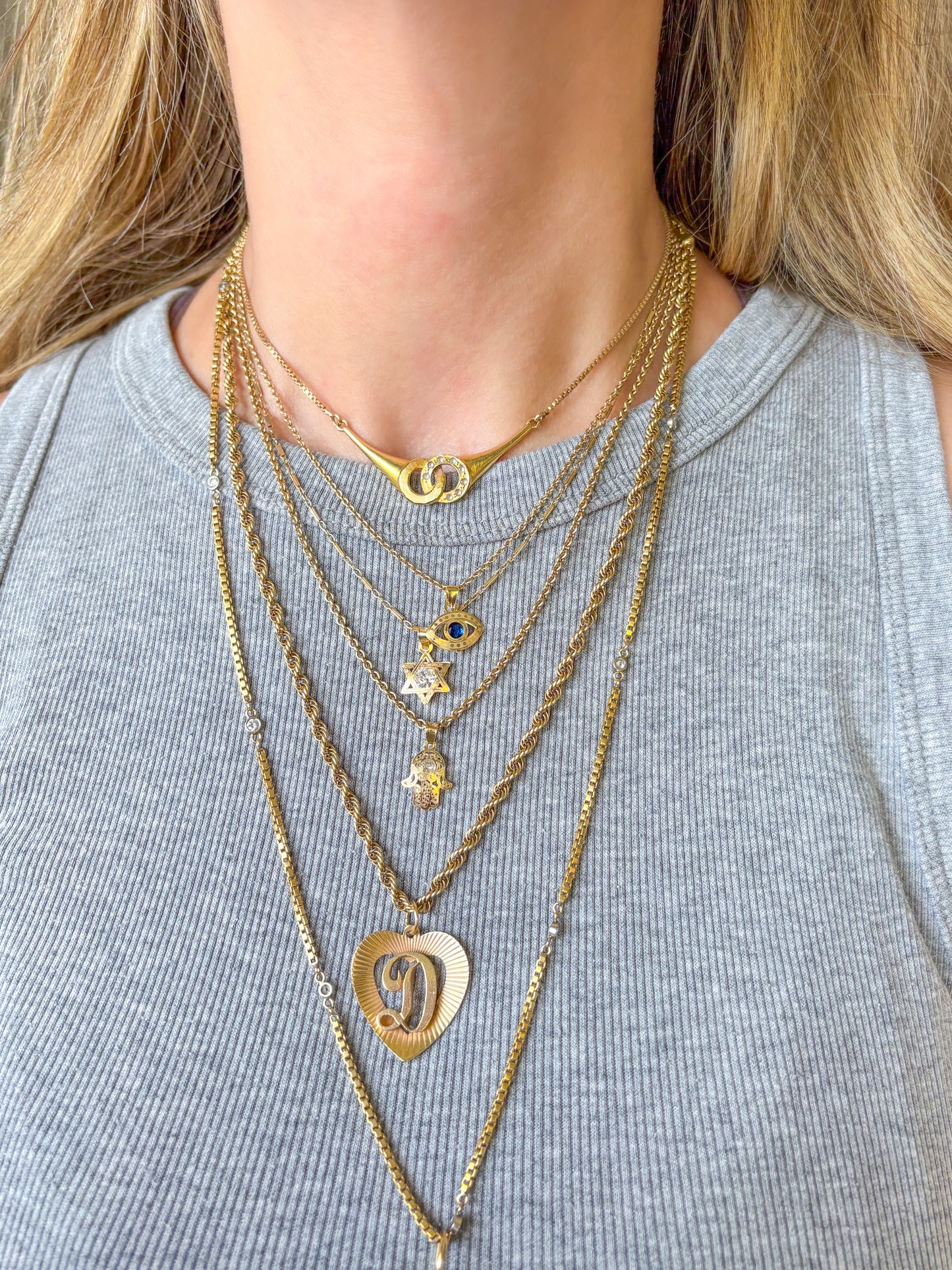 Various Evil Eye, Hamsa, Star of David 10k Yellow Gold Charms