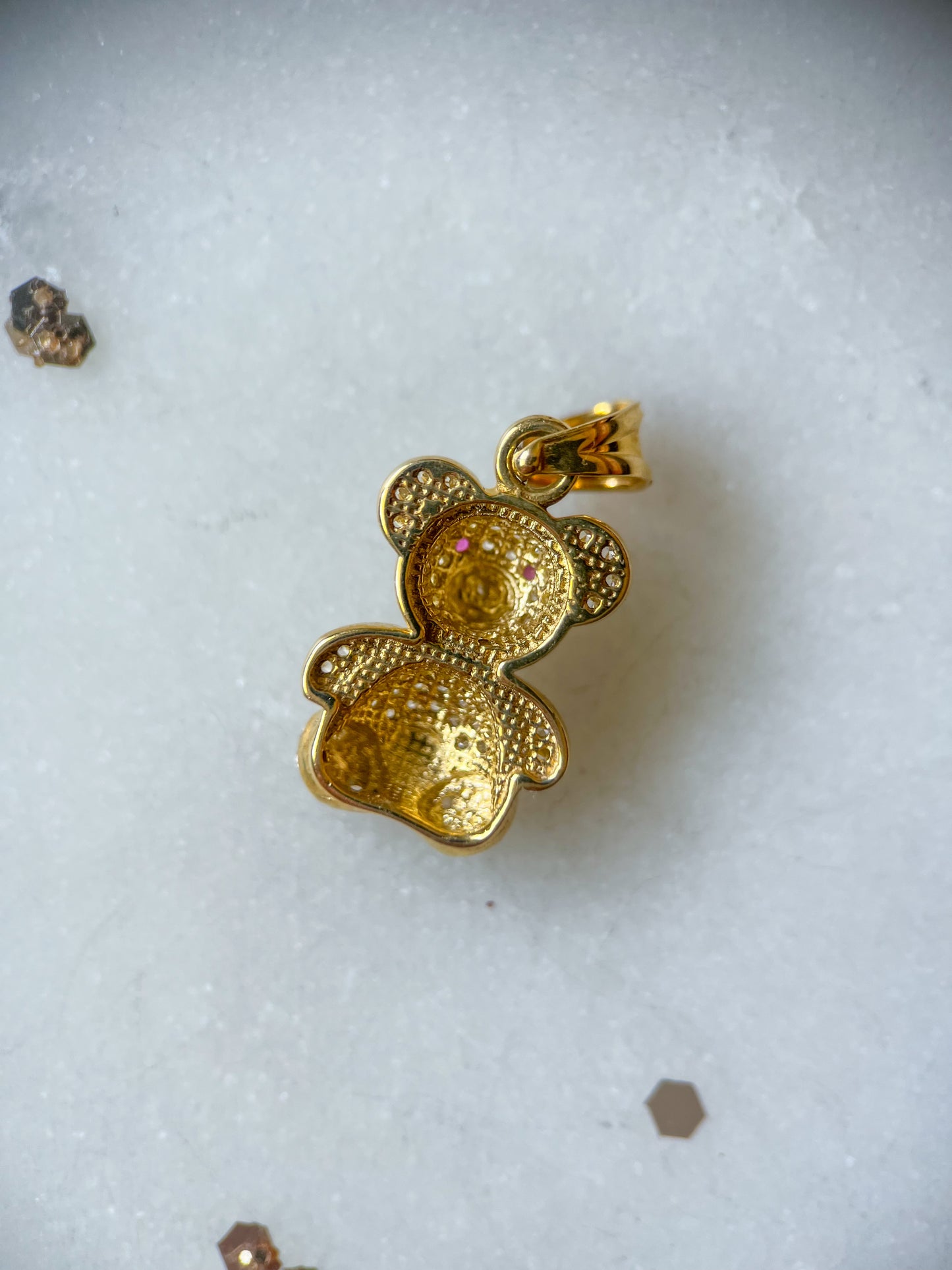 Sweet Teddy Bear with CZs 10k Yellow Gold Charm