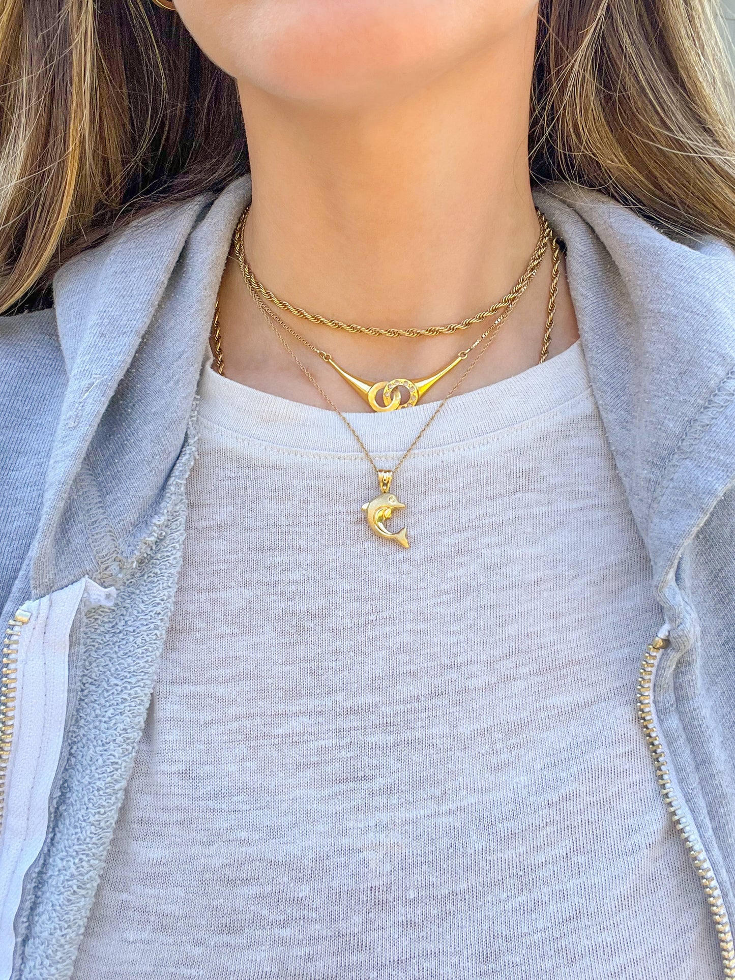 Vintage Dolphin Double Sided 18k Yellow Gold Charm