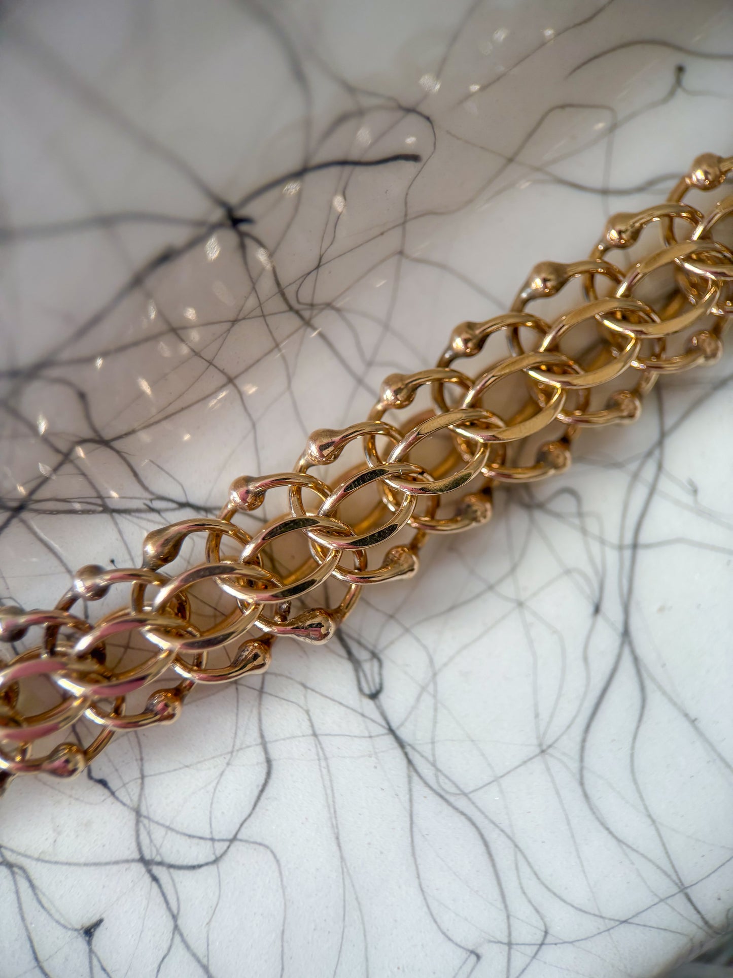 Vintage Chunky Round Multi Link 14k Yellow Gold 7.25 Inch Bracelet