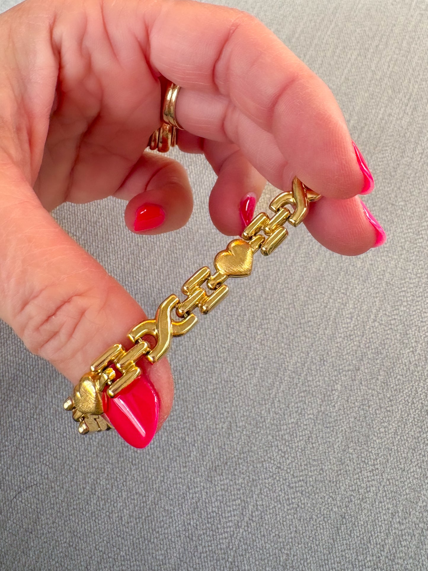 Vintage Heart 14k Yellow Gold 7.5 Inch Bracelet