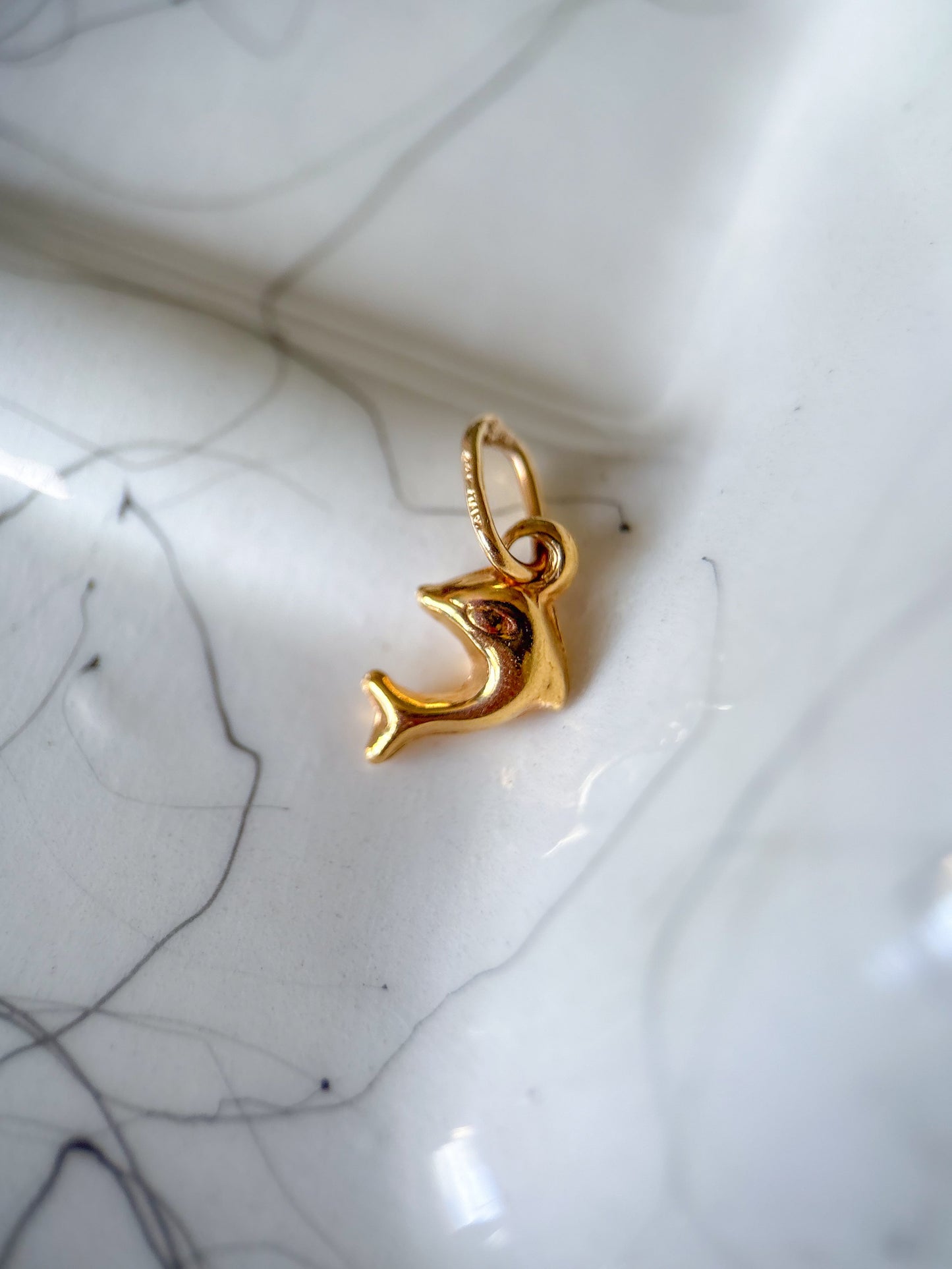 Vintage Mini Dolphin 14k Yellow Gold Charm