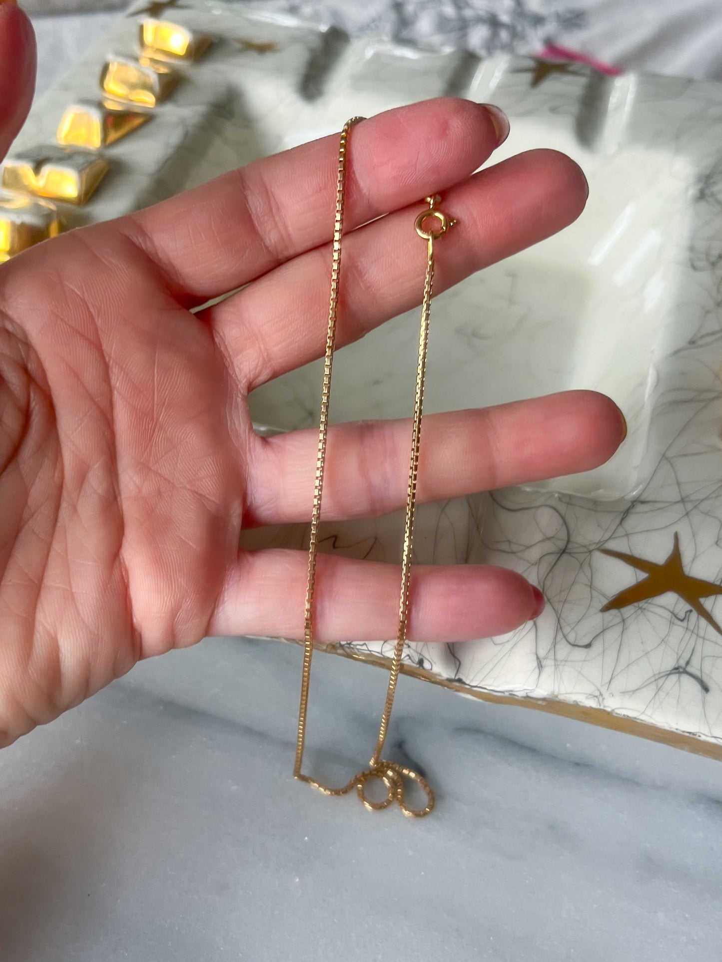 Only 3 left!* Vintage Box Chains 14k Yellow Gold 15, 19, 20 Inch Necklaces