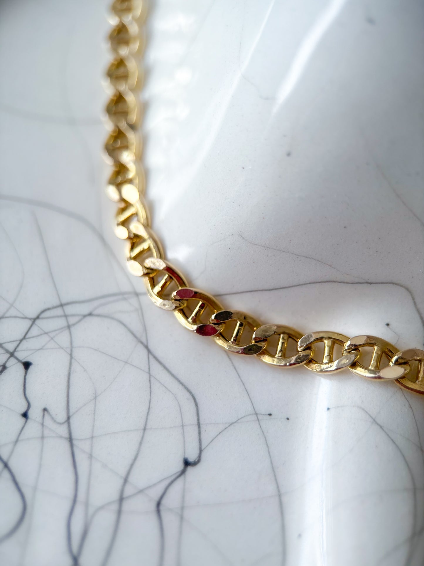 Vintage Mariner 10k Yellow Gold Chain 7.5 Inch Bracelet