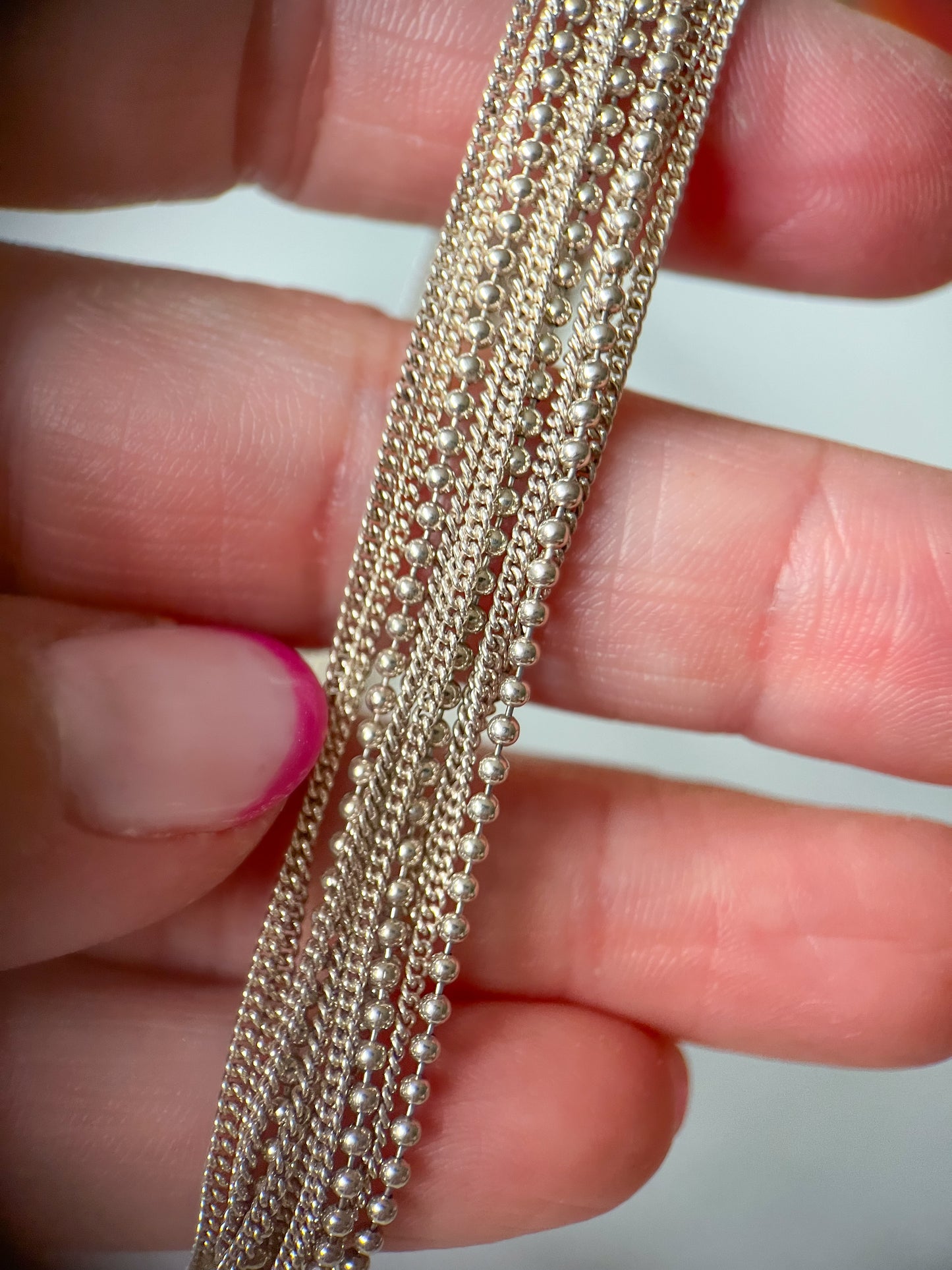 Vintage Sterling Silver Multiple Chain 7 Inch Bracelet, circa 1990s