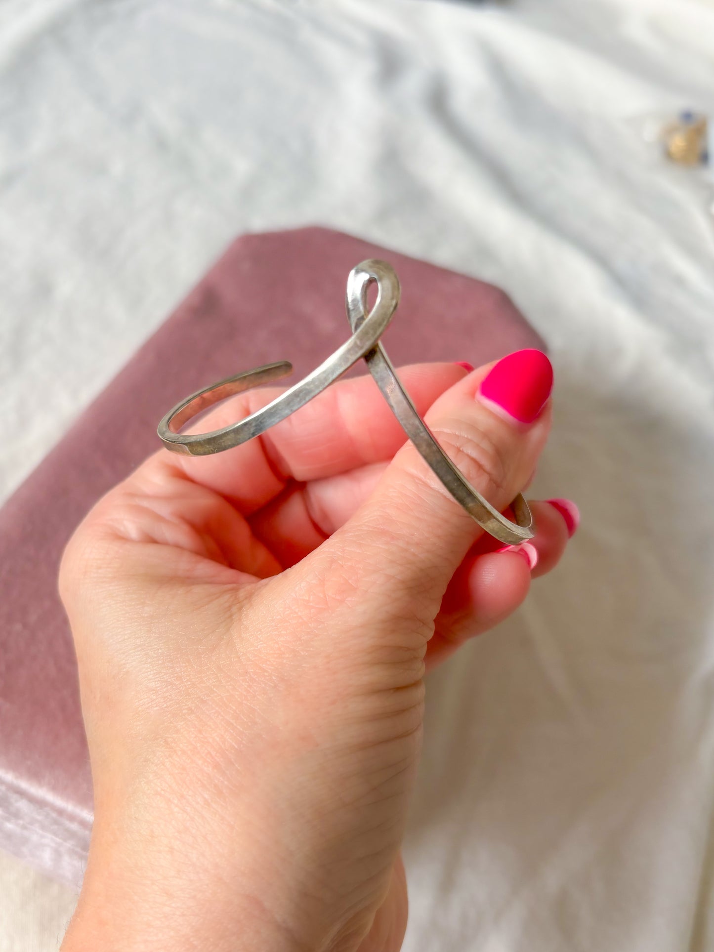 Vintage Open Bangle Sterling Silver Bracelet, circa 1990s