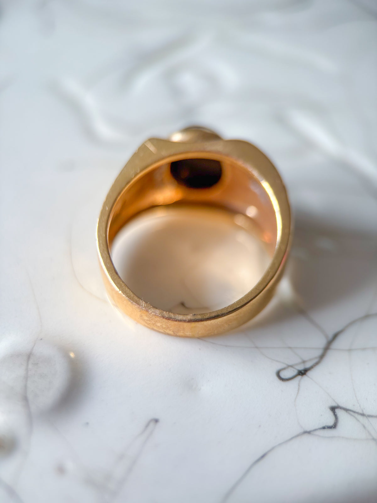 Vintage Onyx and Natural Diamond 14k Yellow Gold Ring