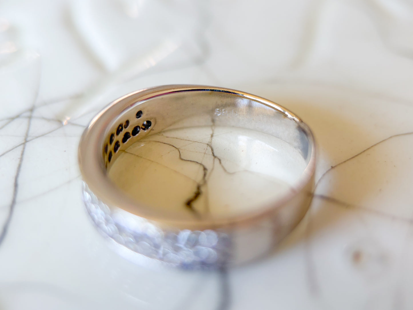 Vintage Natural Diamond 18k White Gold Band, Size 6 1/4