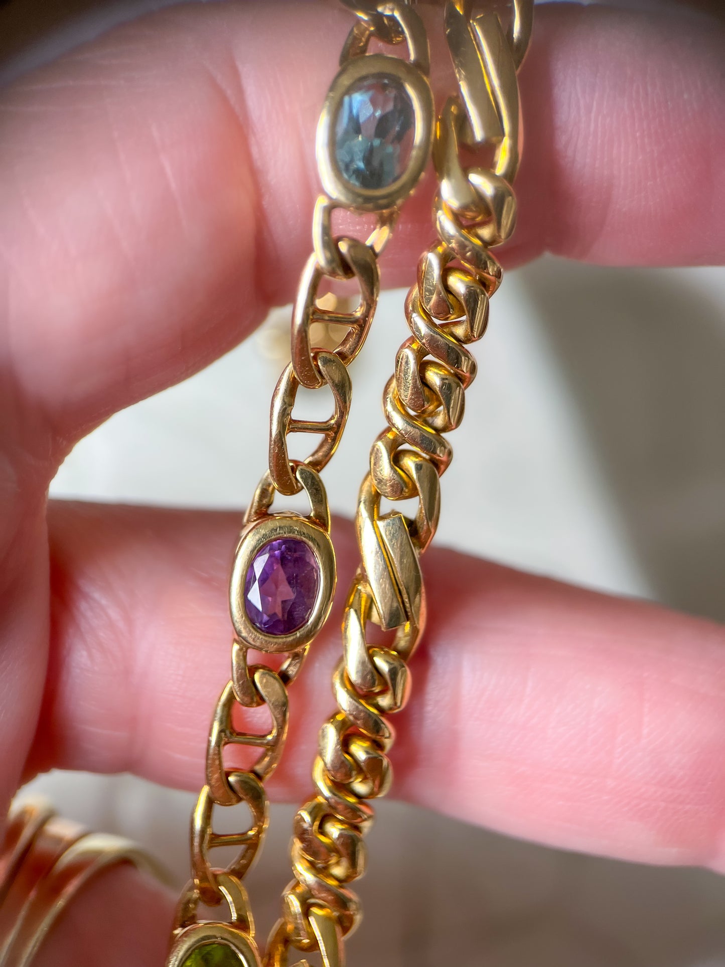 Vintage Heavy 18k Yellow Gold Chain 8.5 Inch Bracelet