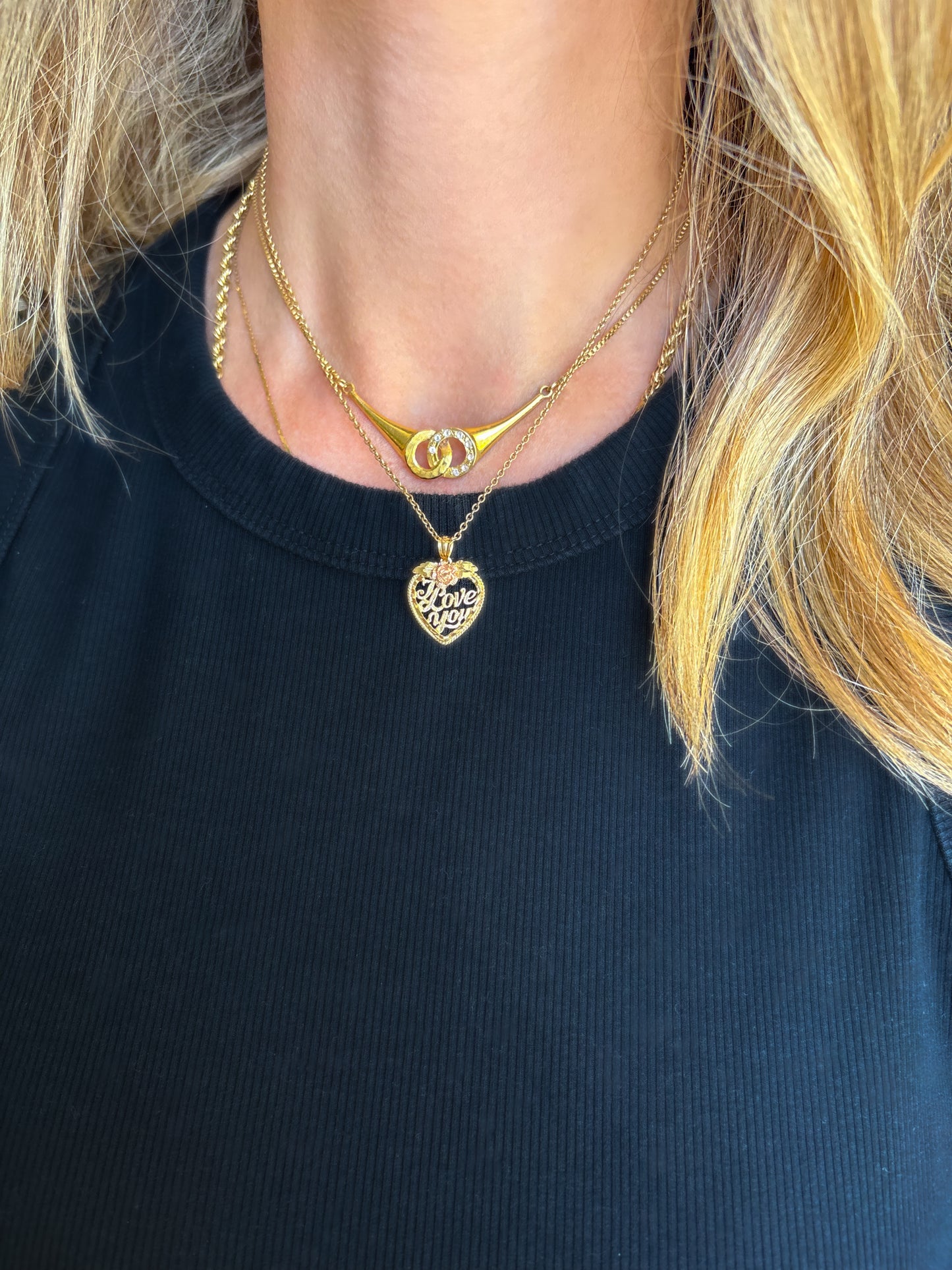 Vintage “I Love You” Heart Two Toned 14k Yellow and Rose Gold Charm