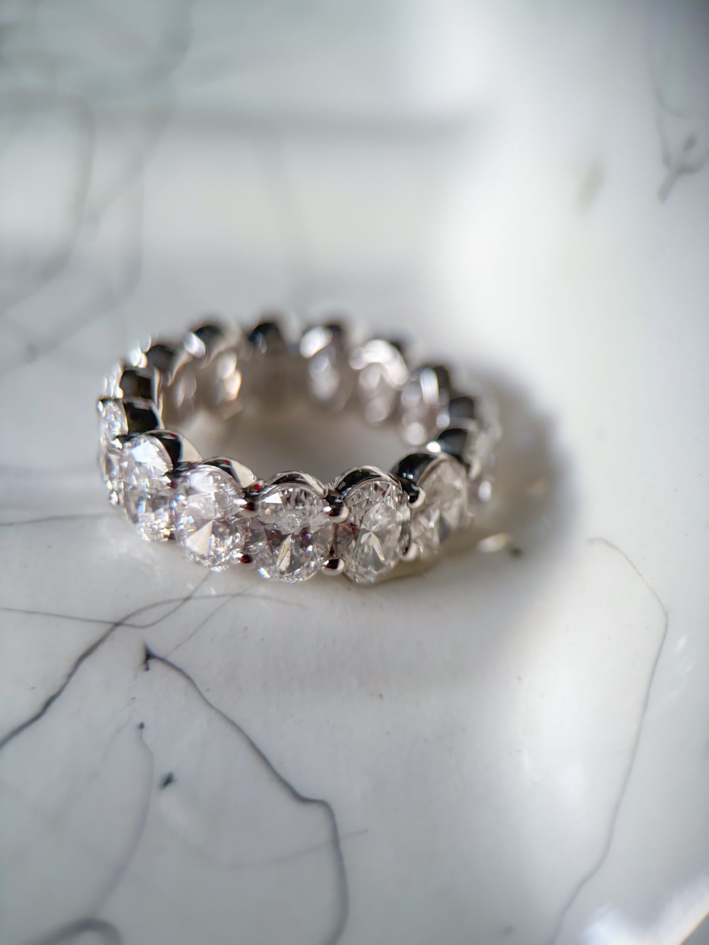 Lab Grown Diamond 14k White Gold Oval 7 Carat Eternity Band