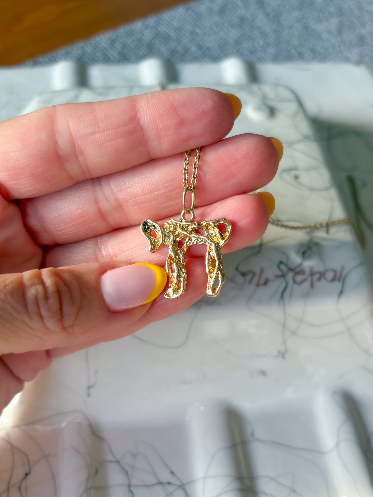 Vintage Chai 14k Yellow Gold Nugget Charm