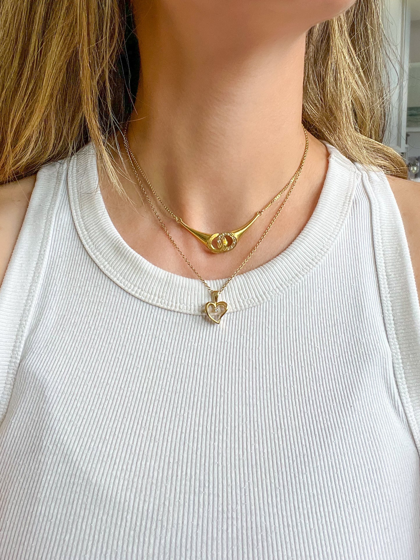 Vintage Heart 14k Yellow Gold Charm with Natural Diamond