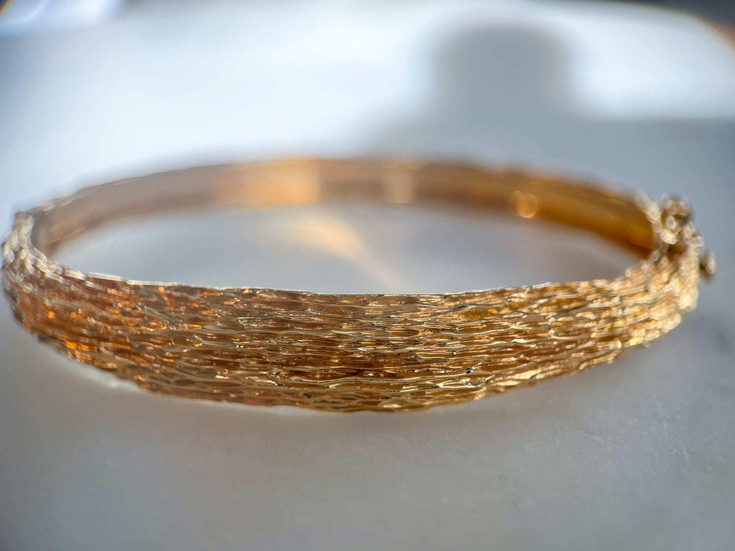 Vintage Textured 14k Yellow Gold Bangle