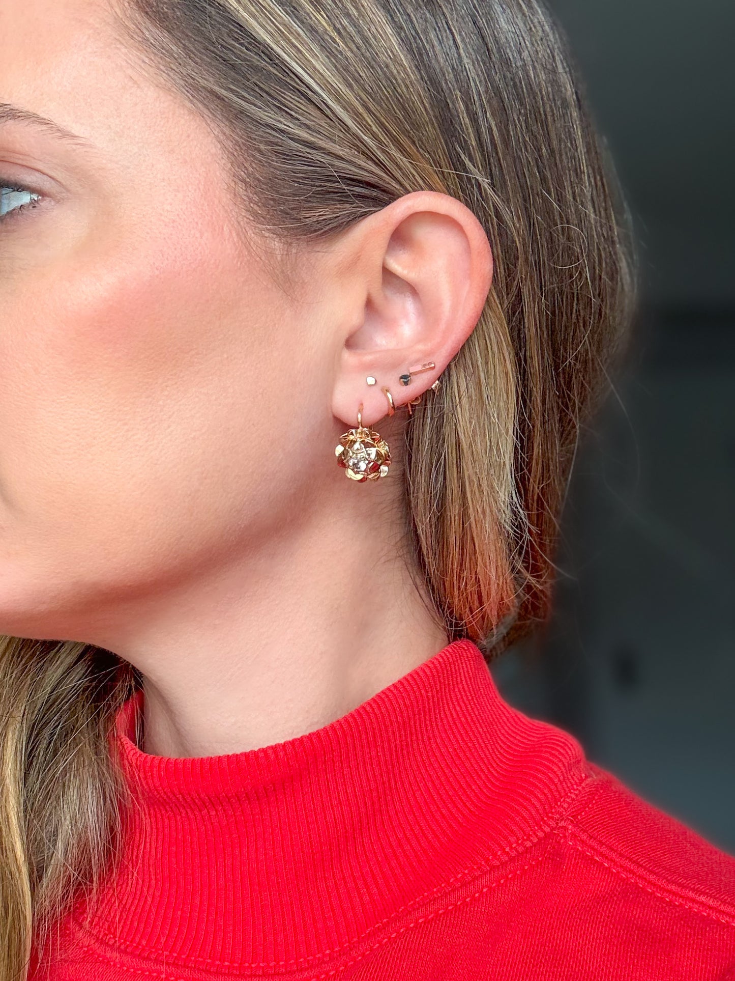 Vintage 18k Yellow Gold Earrings with CZ