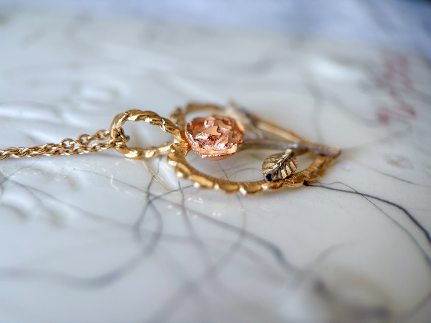 Vintage Heart 14k Yellow, White and Rose Gold Charm