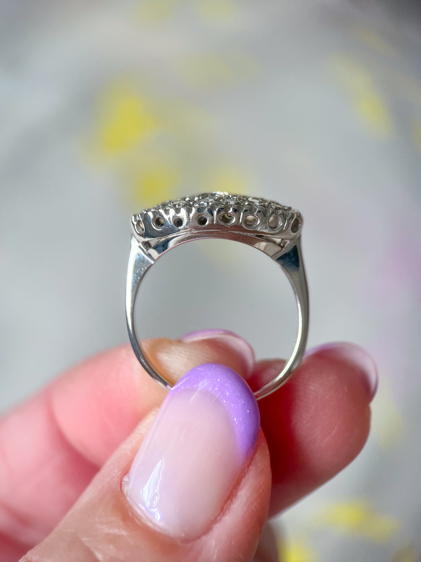 Vintage Natural Diamond 14k White Gold Statement Ring