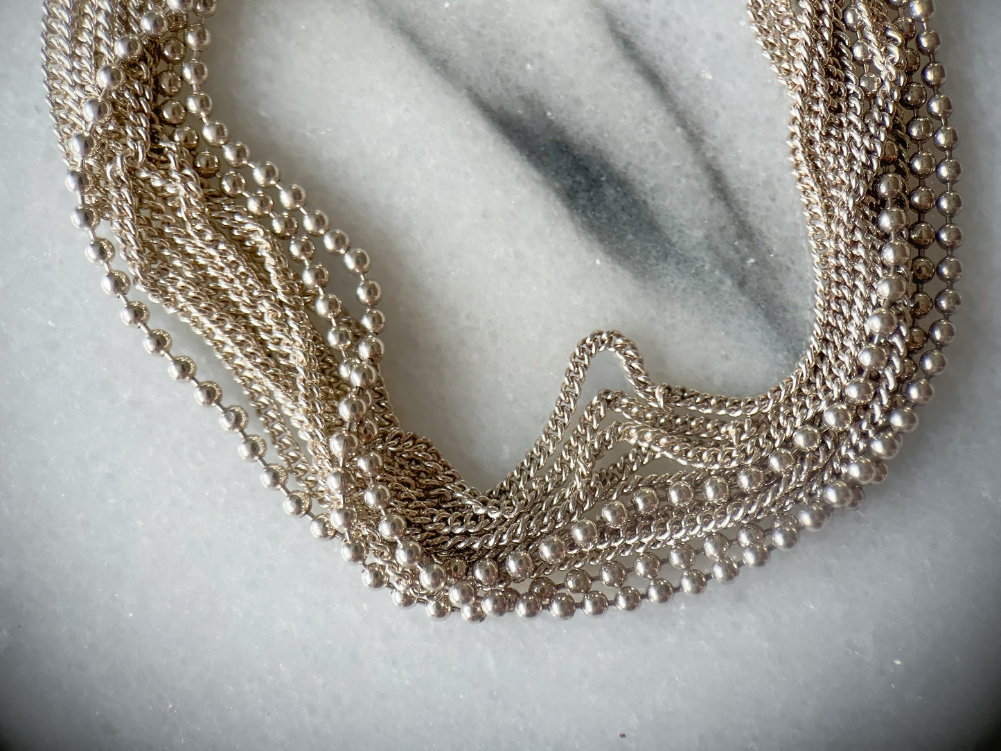 Vintage Sterling Silver Multiple Chain 7 Inch Bracelet, circa 1990s