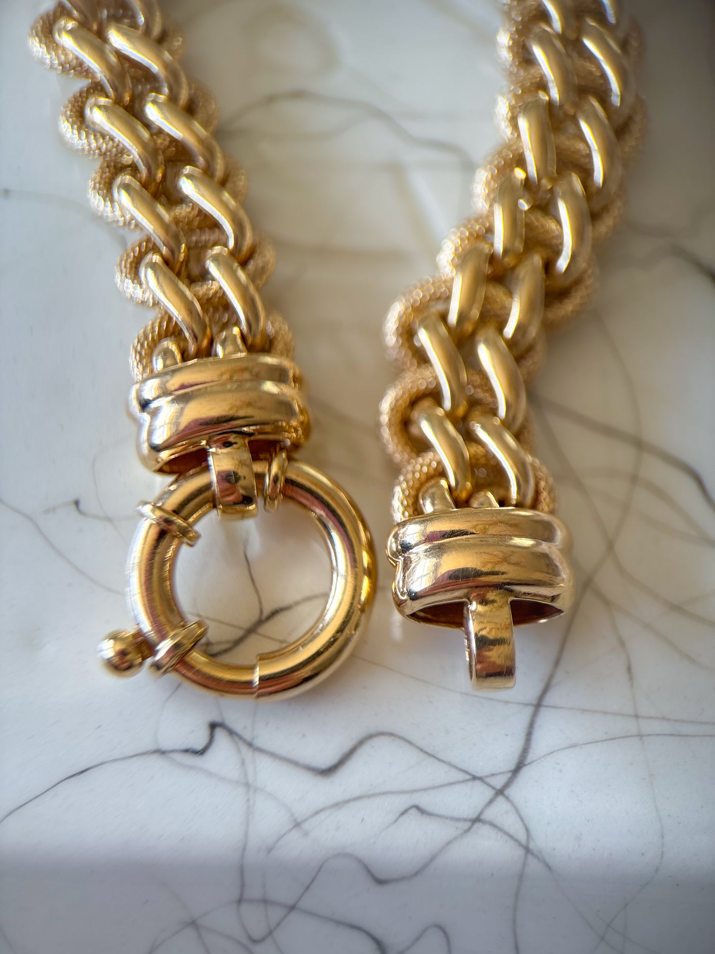 Vintage Super Chunky Braided 14k Yellow Gold 7 Inch Bracelet